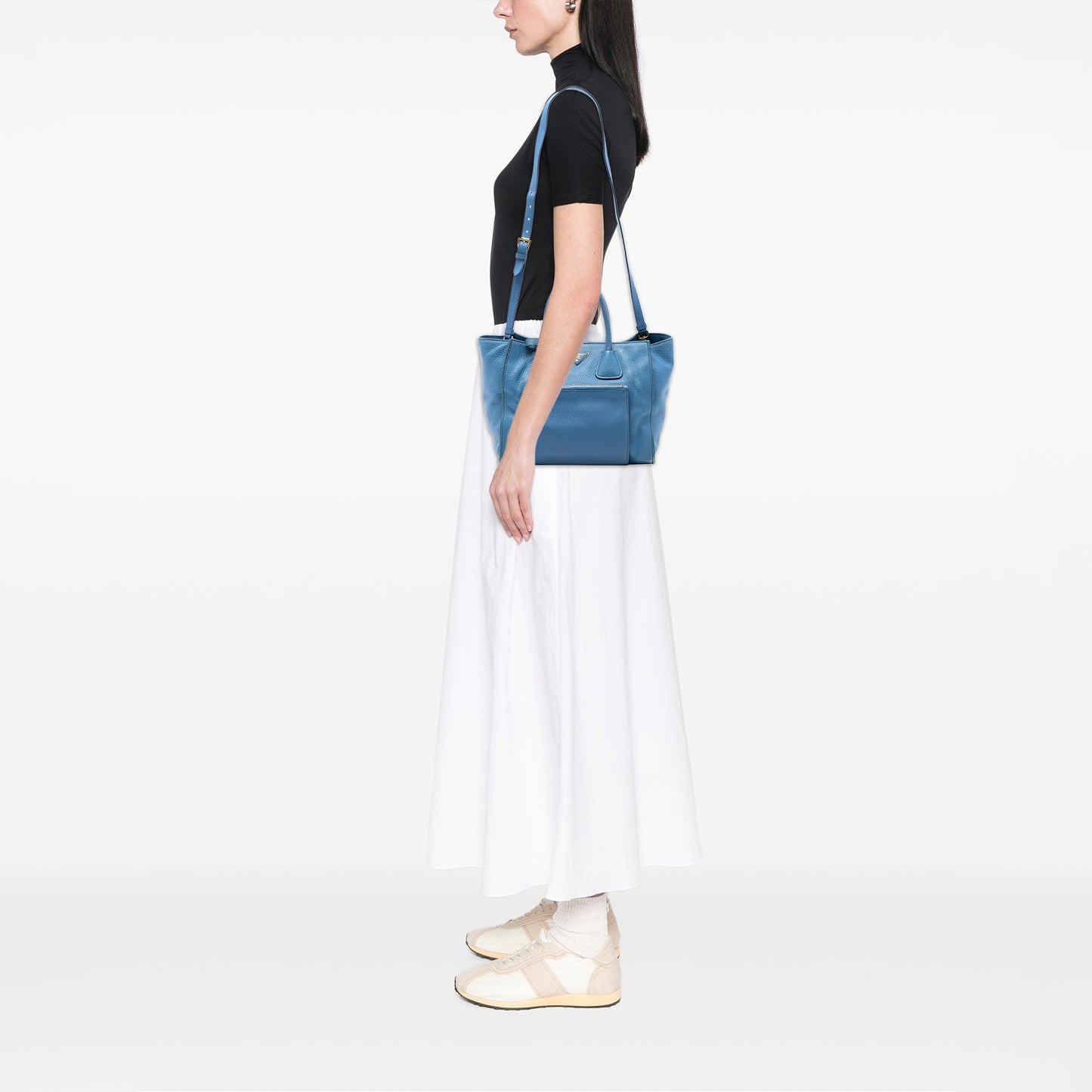 Prada Vitello Daino Front Pocket Open Convertible Tote