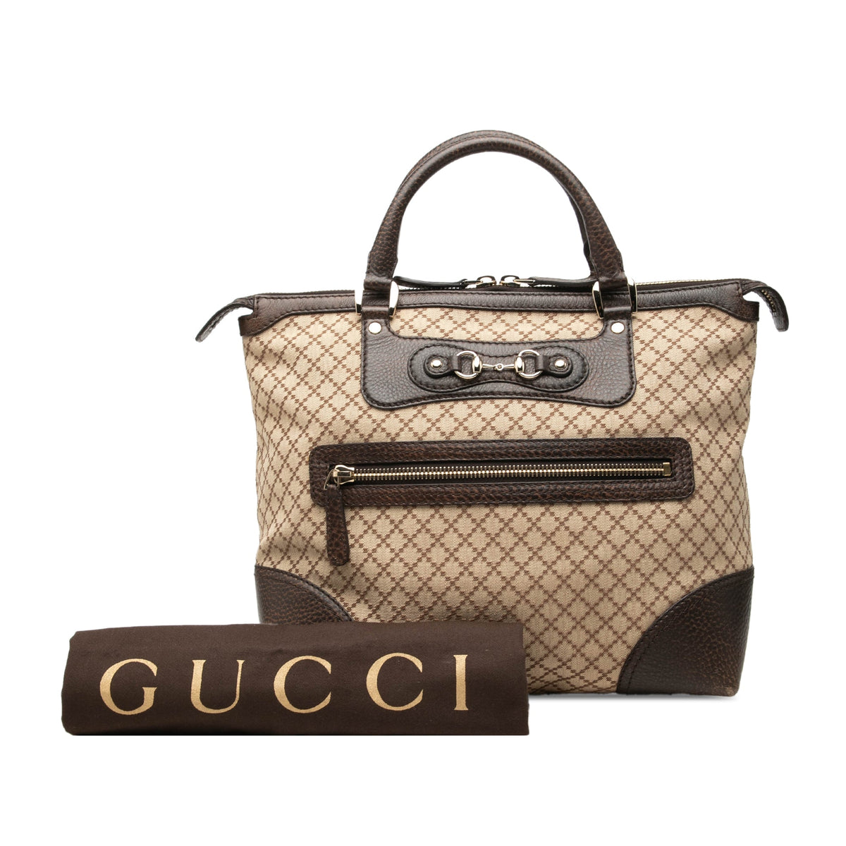 Gucci Diamante Canvas Catherine Tote — Brown