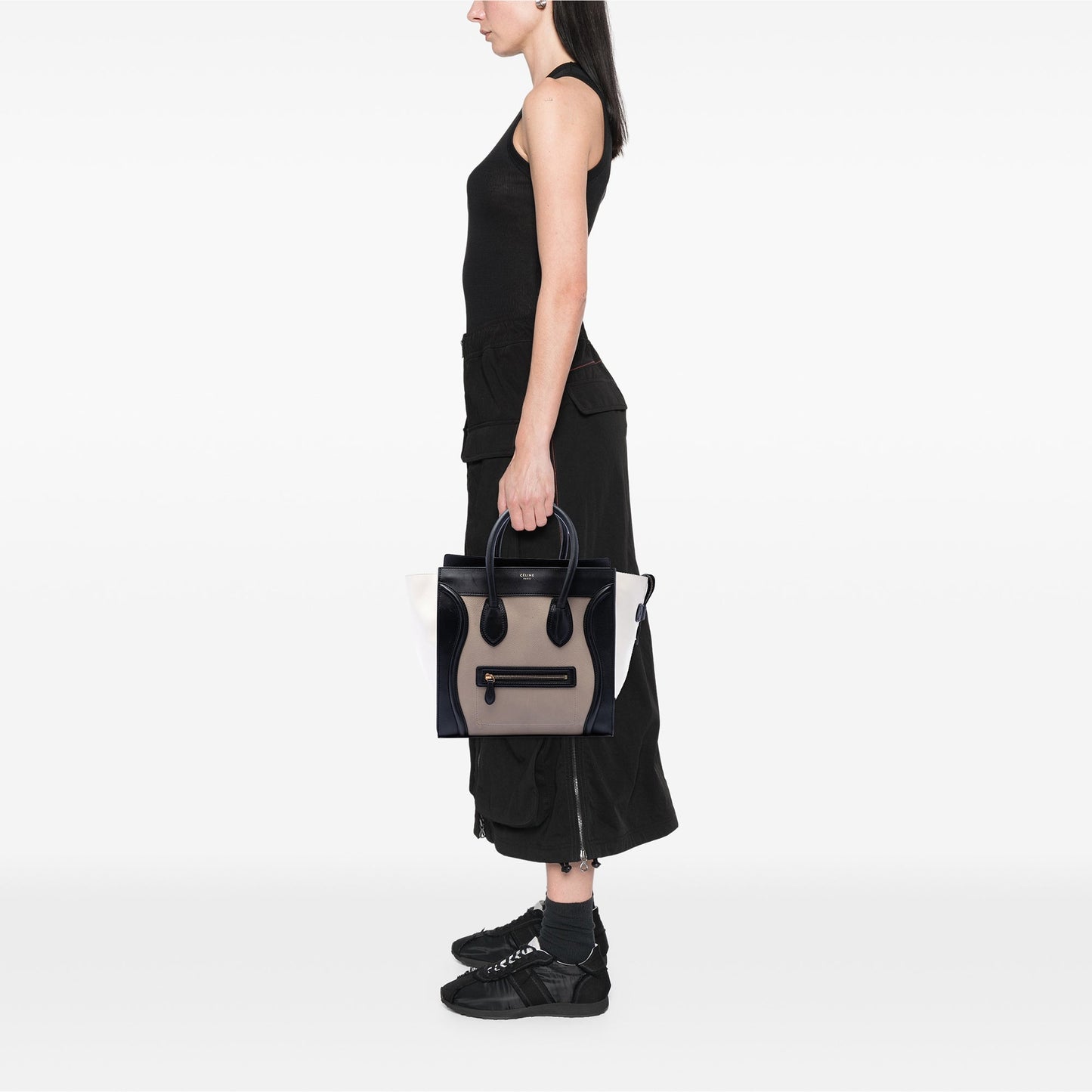 Celine Mini Tricolor Leather Luggage Tote