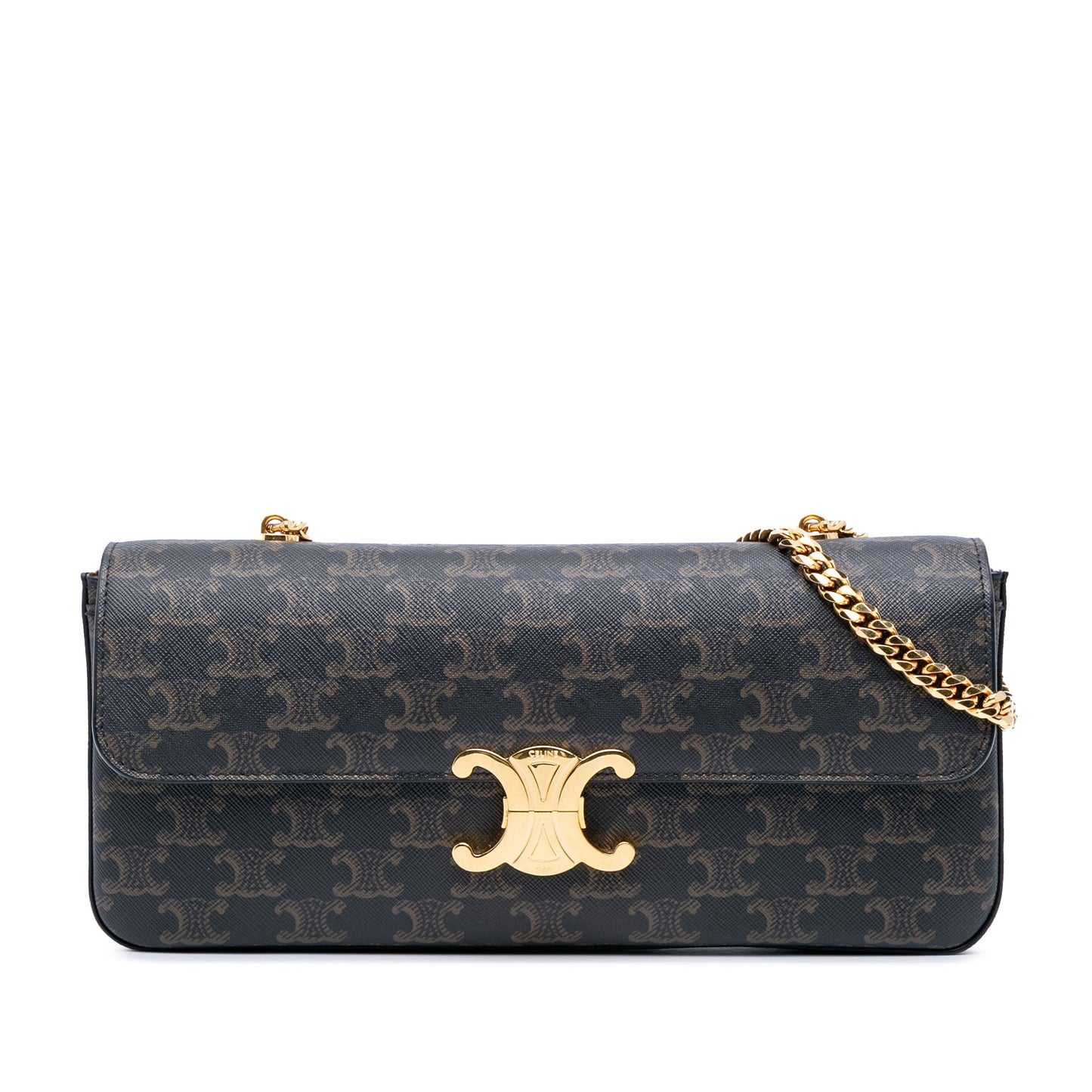 Celine Triomphe Coated Canvas Triomphe Chain Shoulder Bag