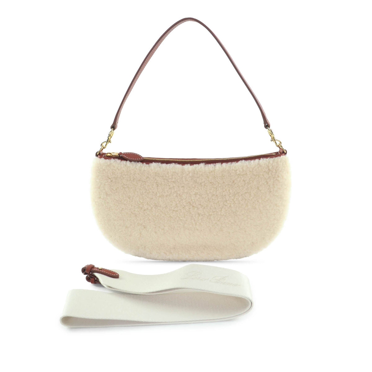 Loro Piana Mini Calfskin Trimmed Shearling Convertible Handbag