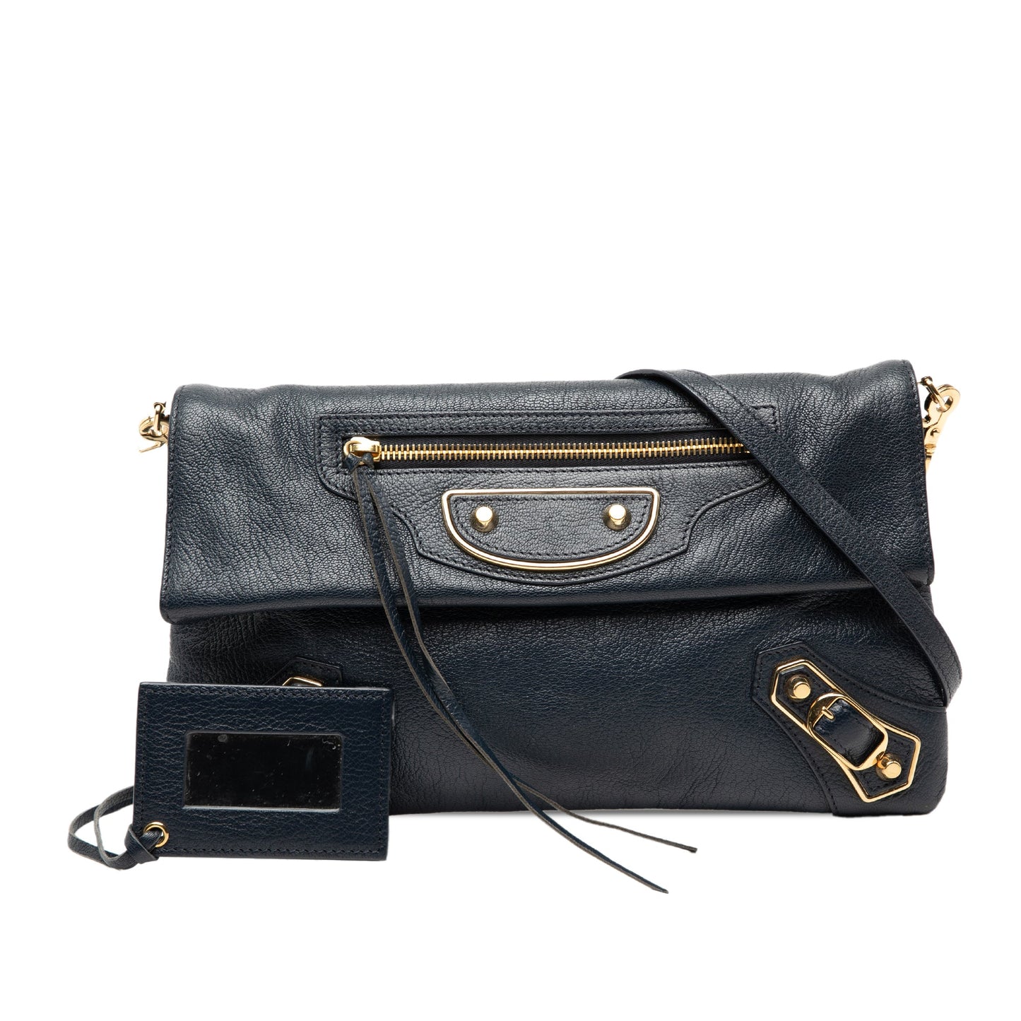 Balenciaga Chevre Motocross Classic Metallic Edge Envelope Clutch with Strap