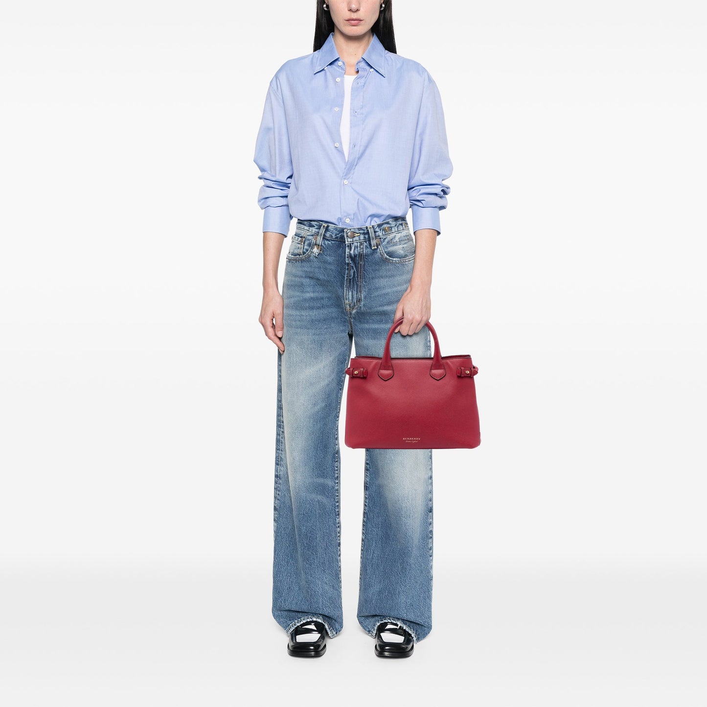 Burberry Medium Leather and House Check Banner Satchel