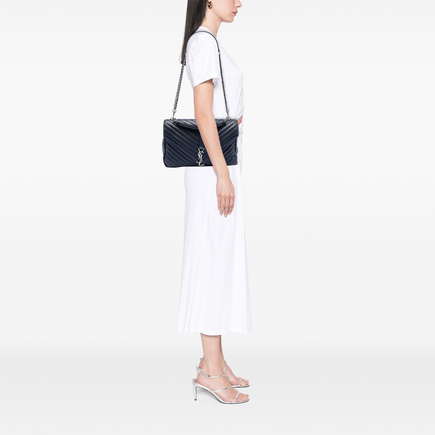 Saint Laurent Large Chevron Sheepskin Monogram College Satchel