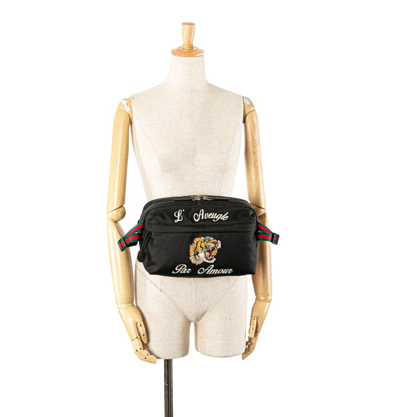 Gucci Techno Canvas Web L Aveugle Par Amour Embroidered Belt Bag