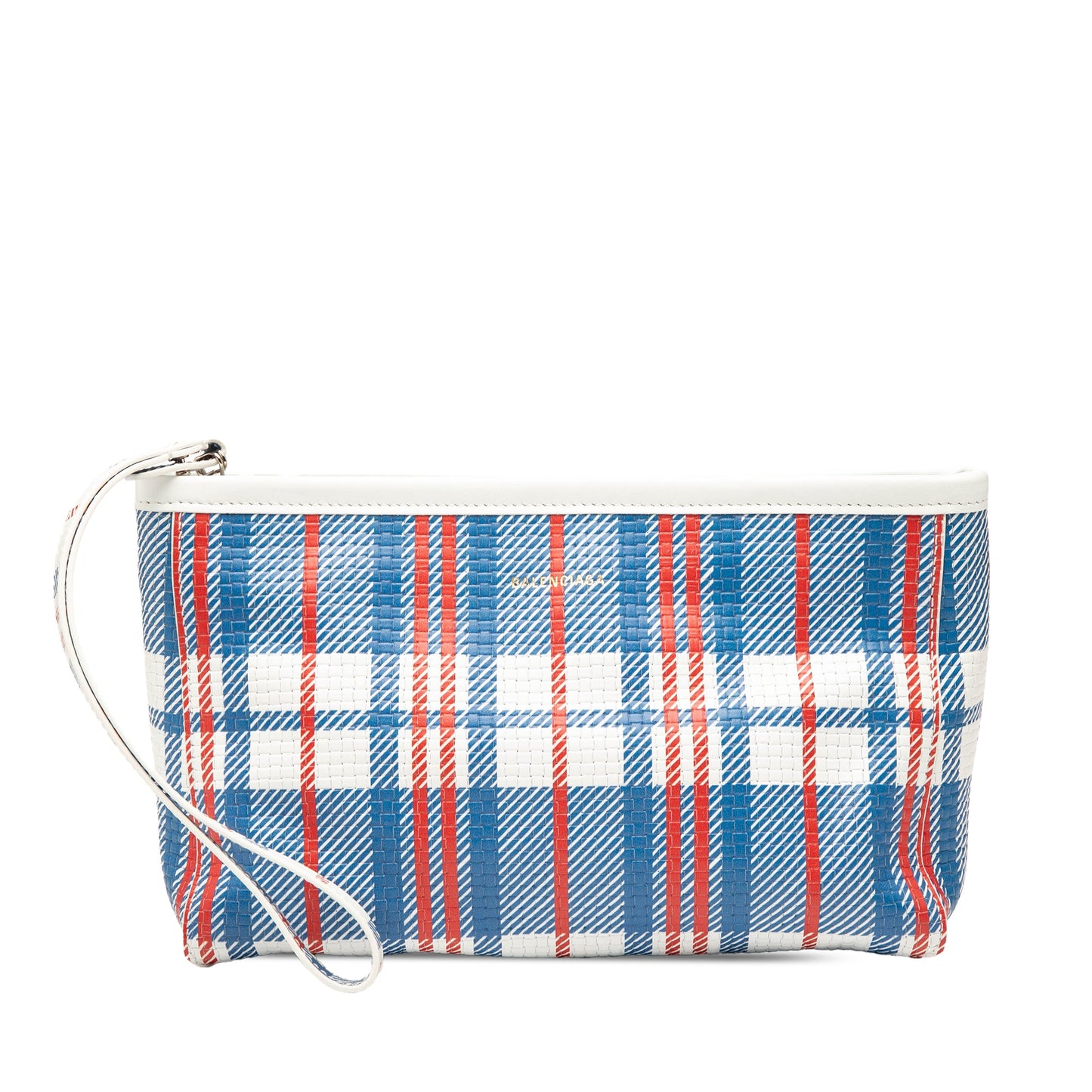 Balenciaga Small Lambskin Z Check Printed Barbes Zip Pouch
