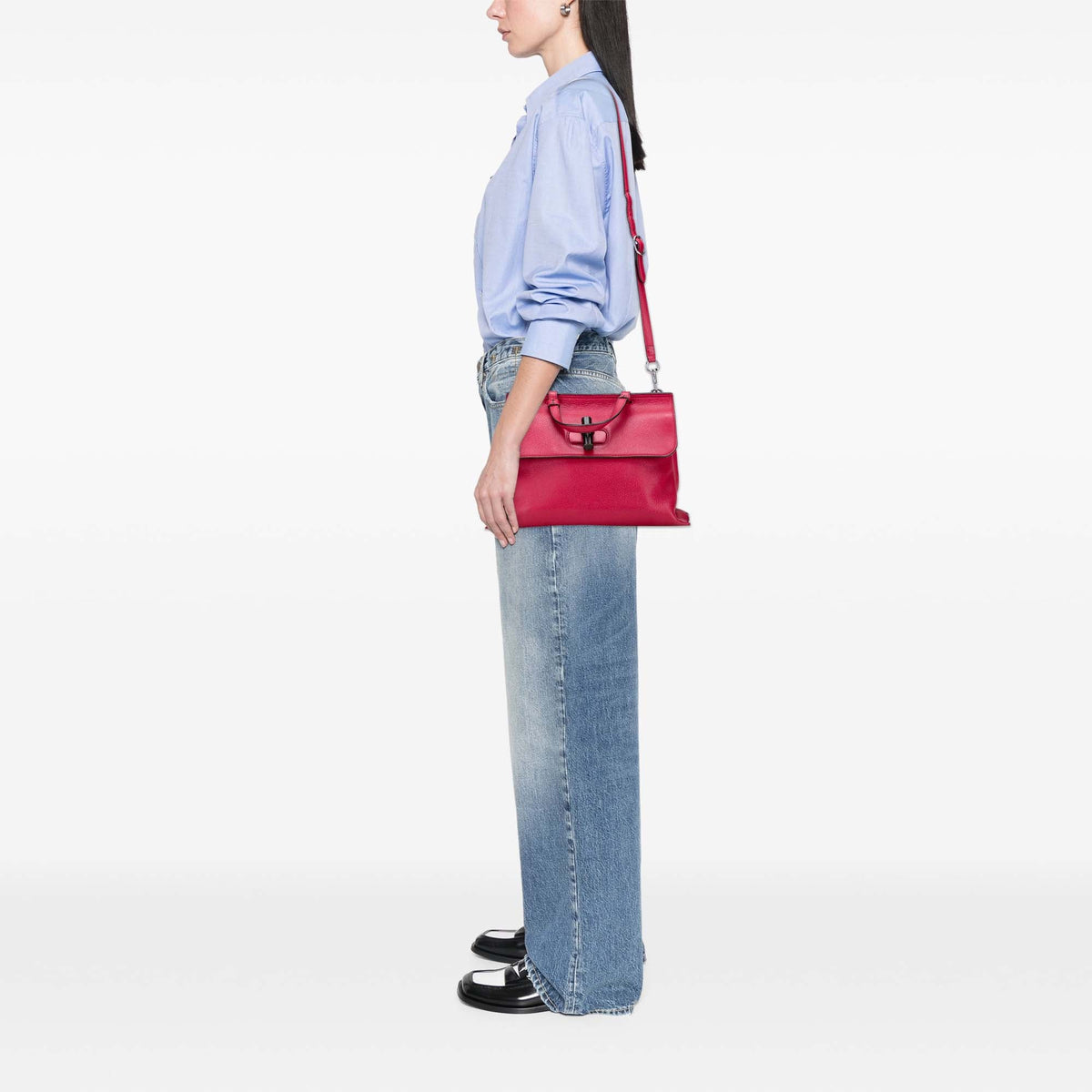 Gucci Medium Calfskin Bamboo Daily Satchel