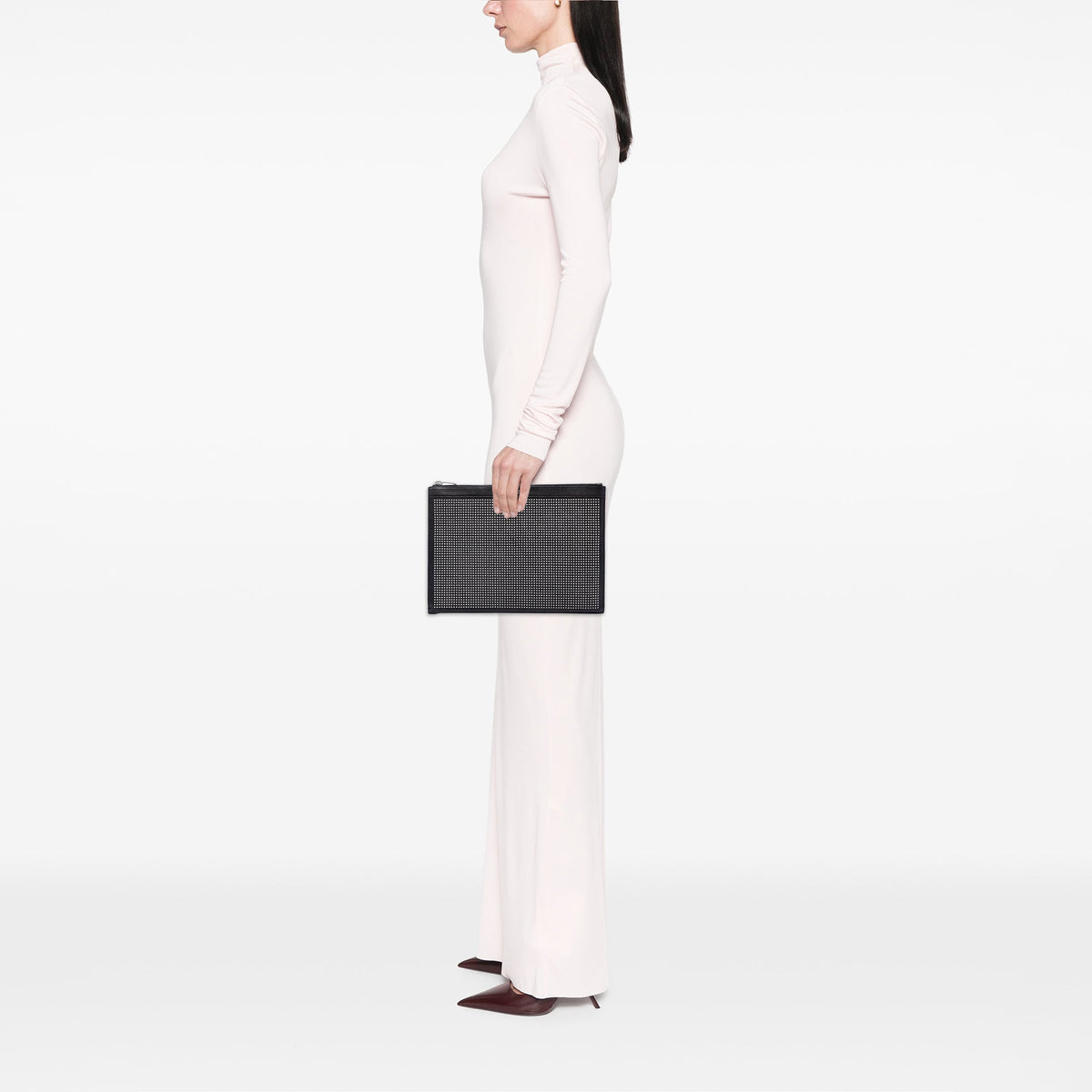 Saint Laurent Studded Leather Clutch — Black