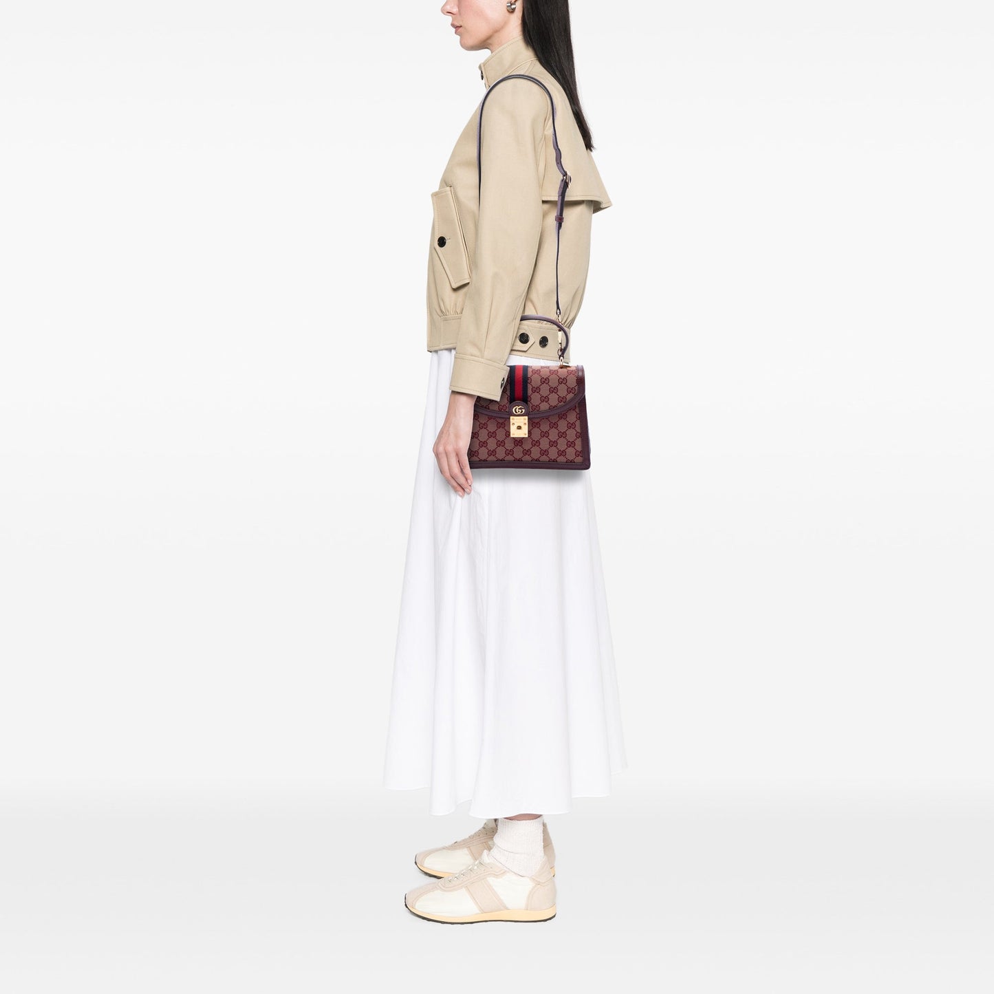 Gucci Small GG Canvas Web Ophidia Top Handle Flap