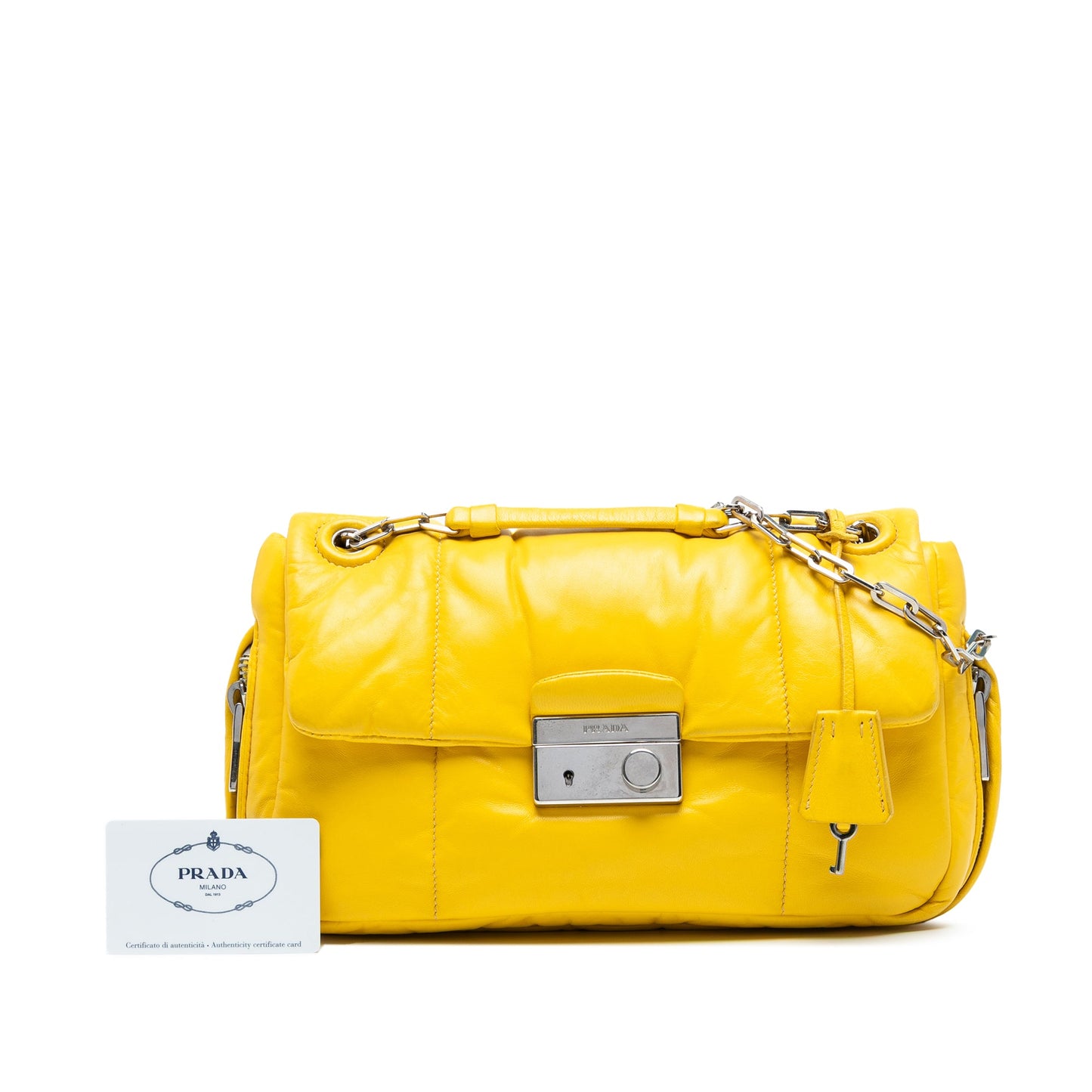 Prada Nappa Bomber Sound Lock Chain Flap