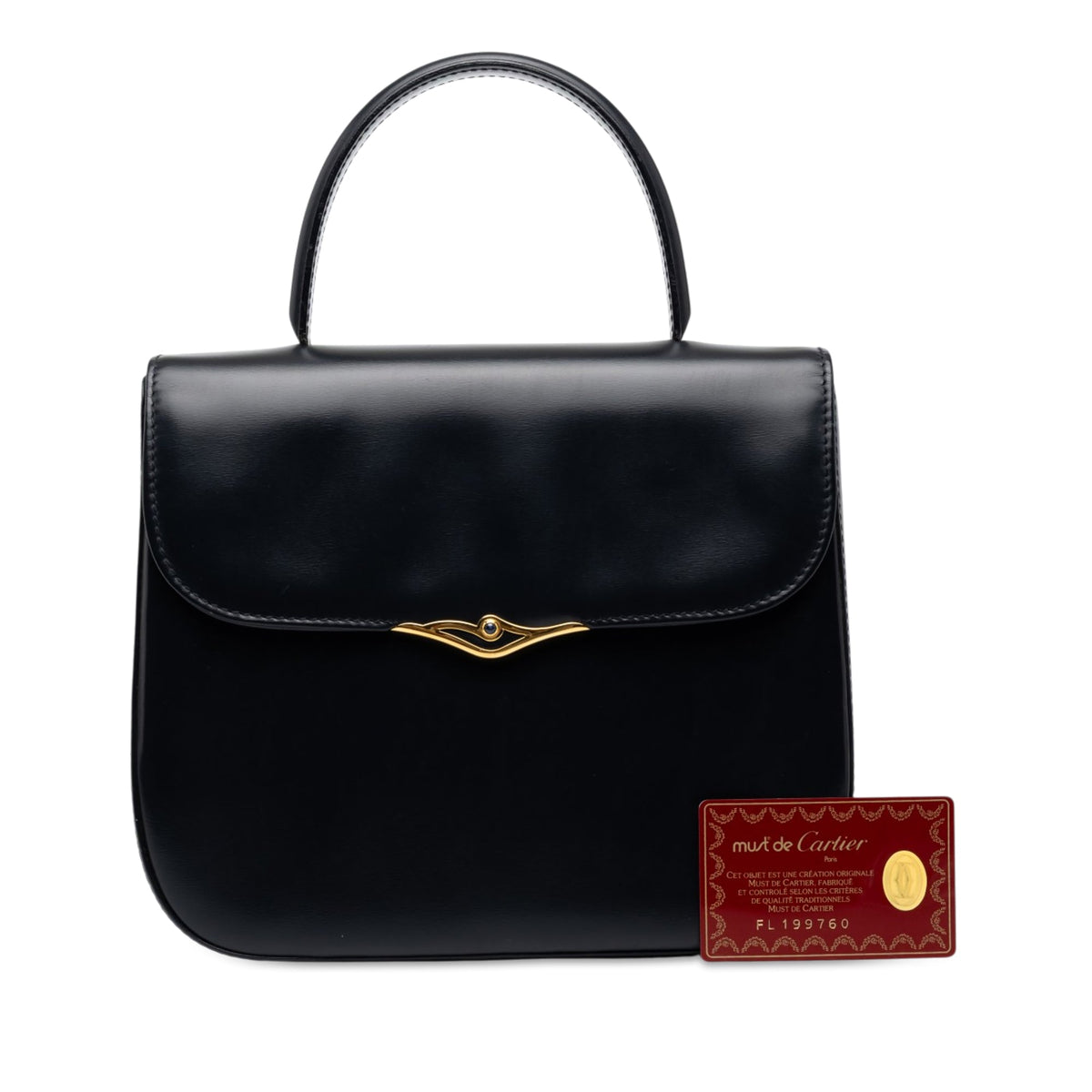 Cartier Leather Sapphire Line Handbag — Black
