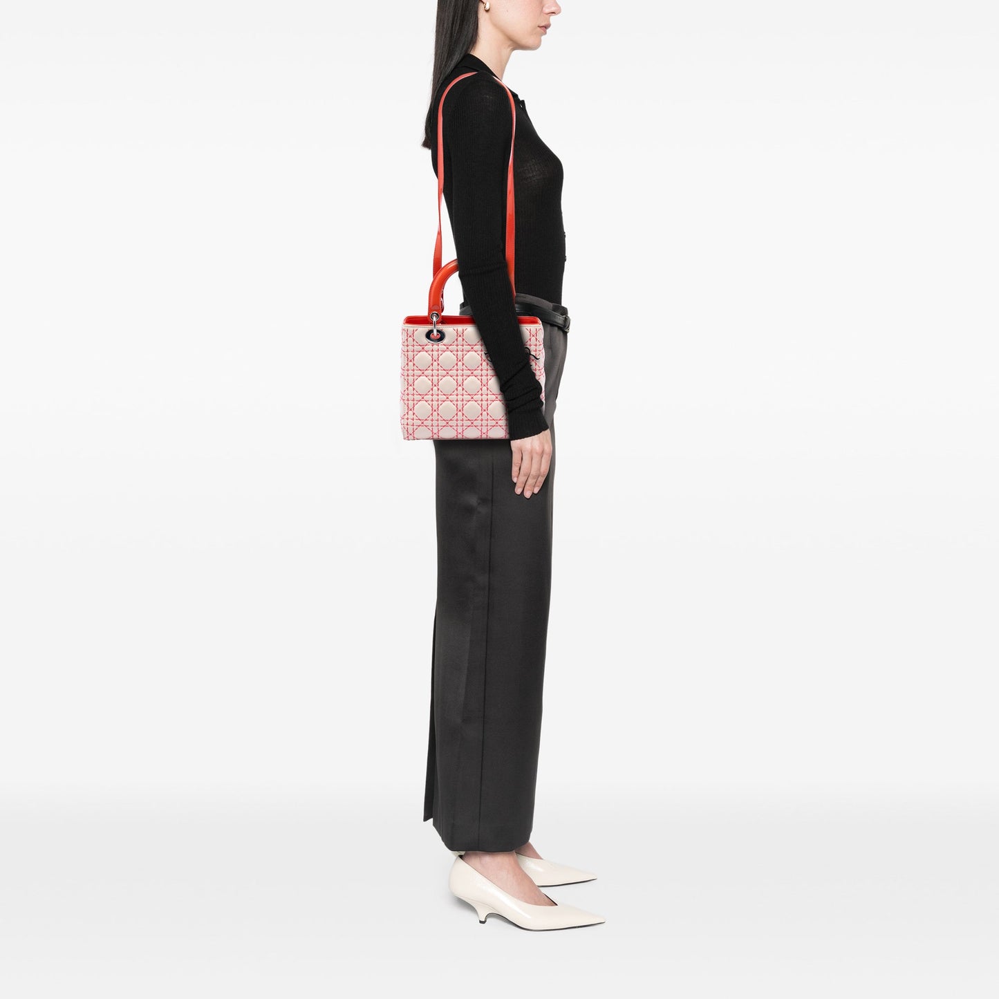 Medium Lambskin Cannage Stitched Lady Dior