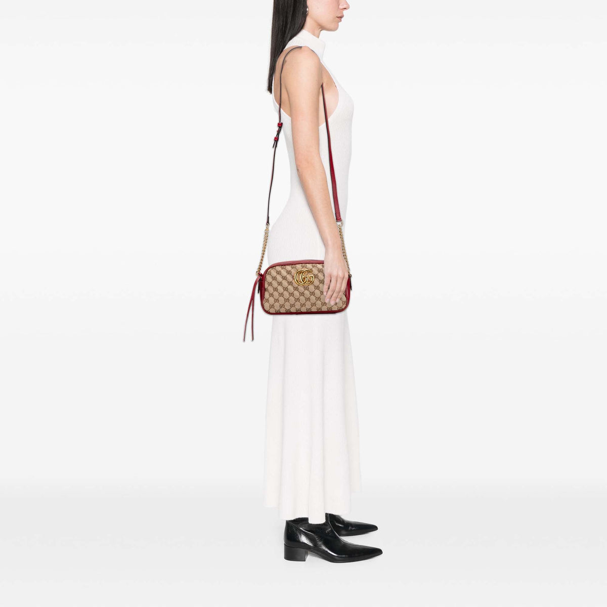 Gucci Small GG Marmont Matelasse GG Canvas and Leather Crossbody