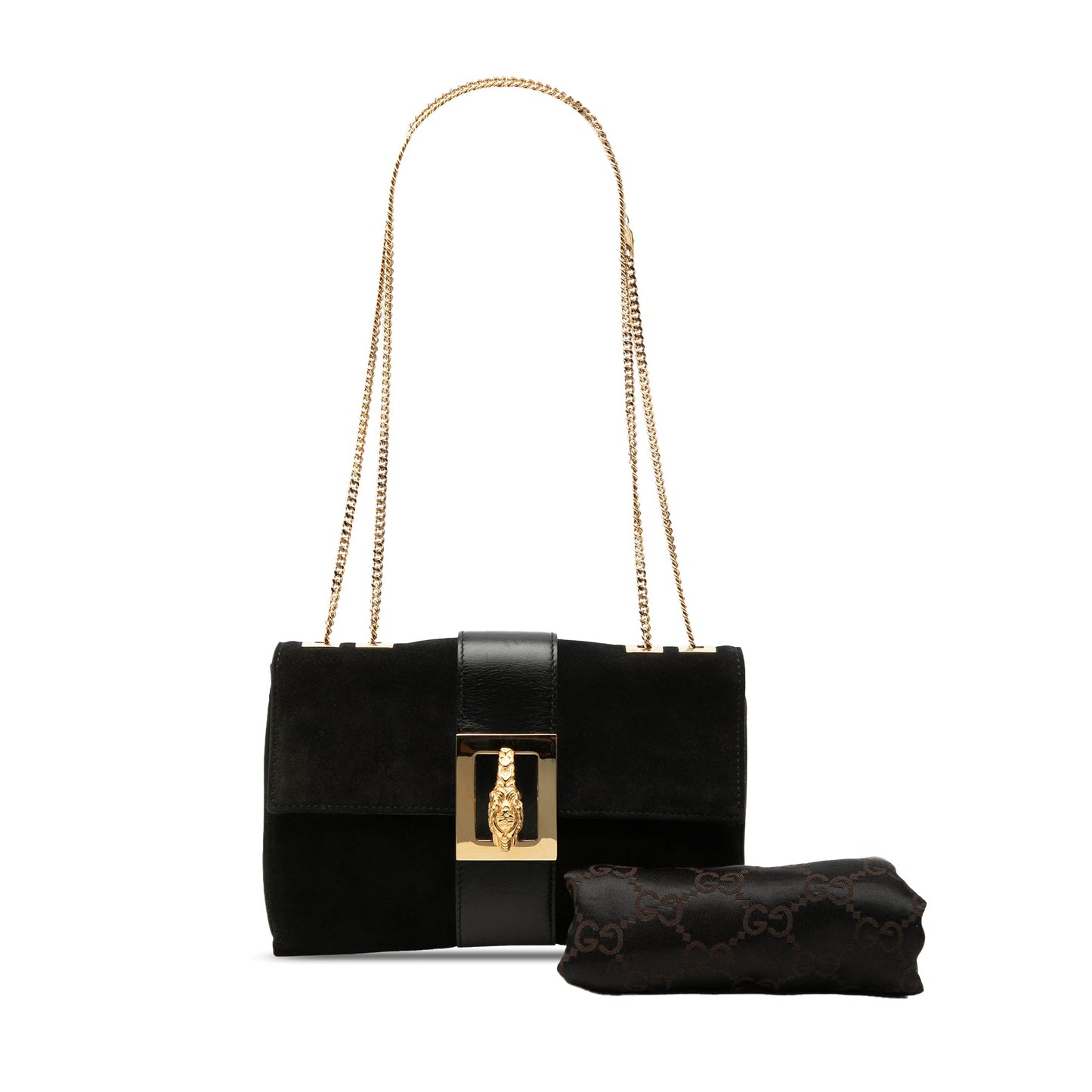 Gucci Suede Tiger Head Chain Shoulder Bag