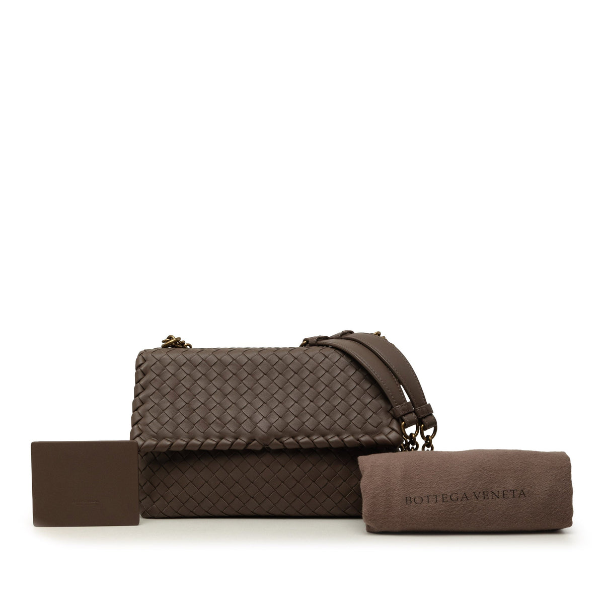 Bottega Veneta Small Nappa Intrecciato Olimpia Shoulder Bag — Brown