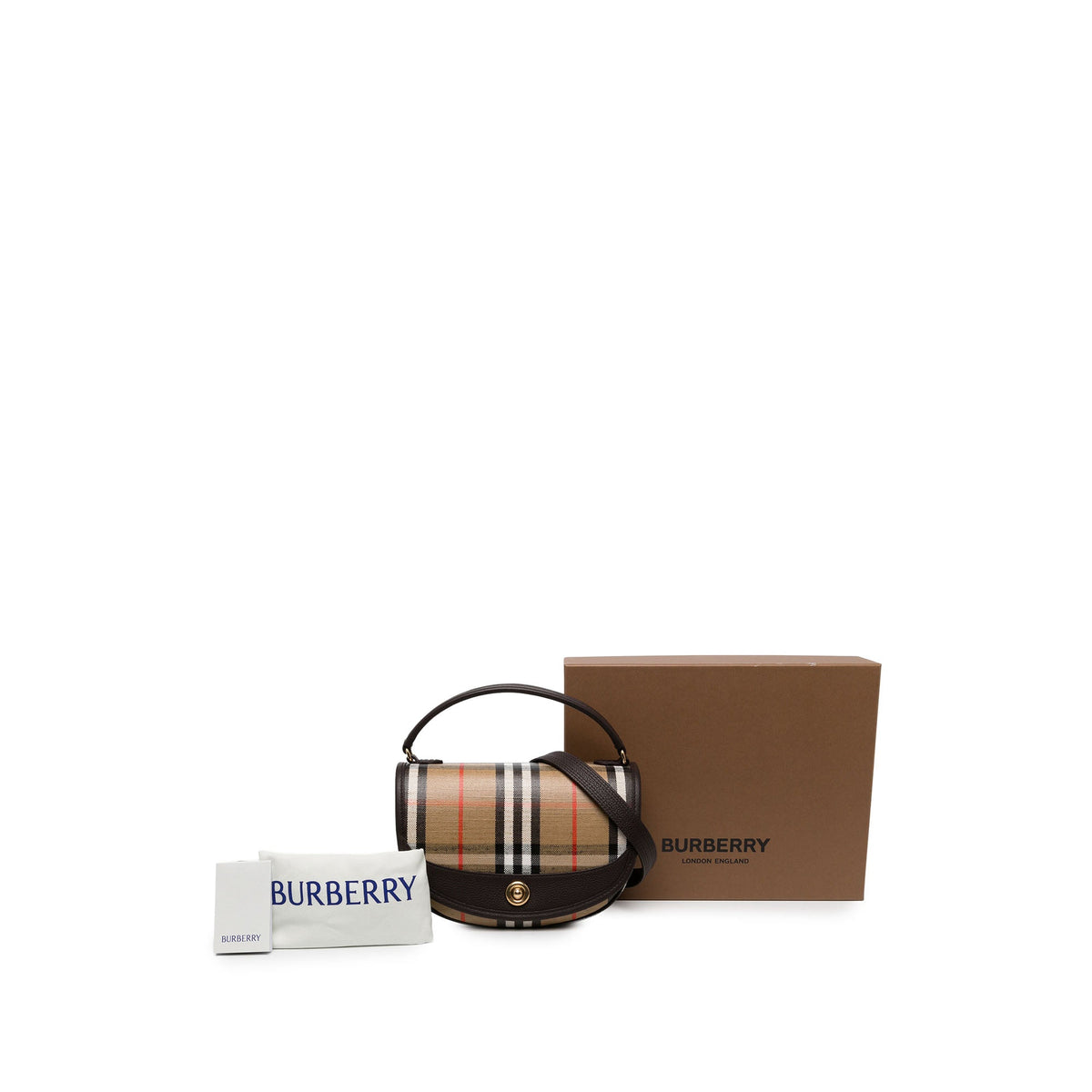Burberry Leather Trimmed House Check Coated Canvas Highlands Satchel — Beige