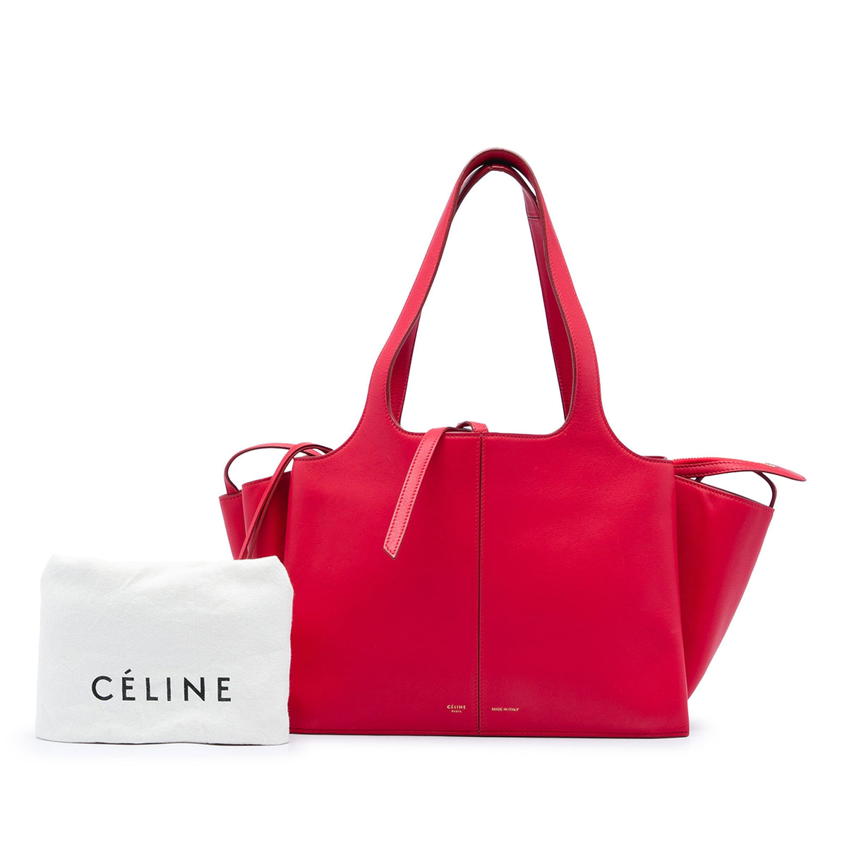 Celine Small Leather Trifold Tote — Red
