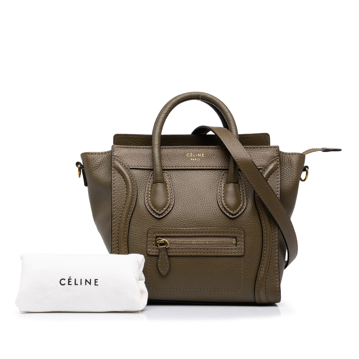 Celine Nano Leather Luggage Tote — Brown