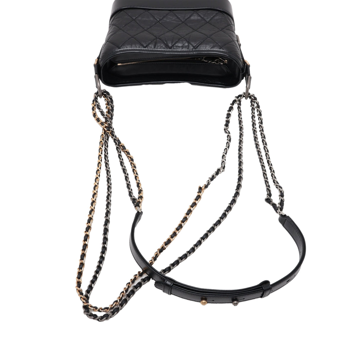 Chanel Medium Aged Calfskin Gabrielle Crossbody — Black