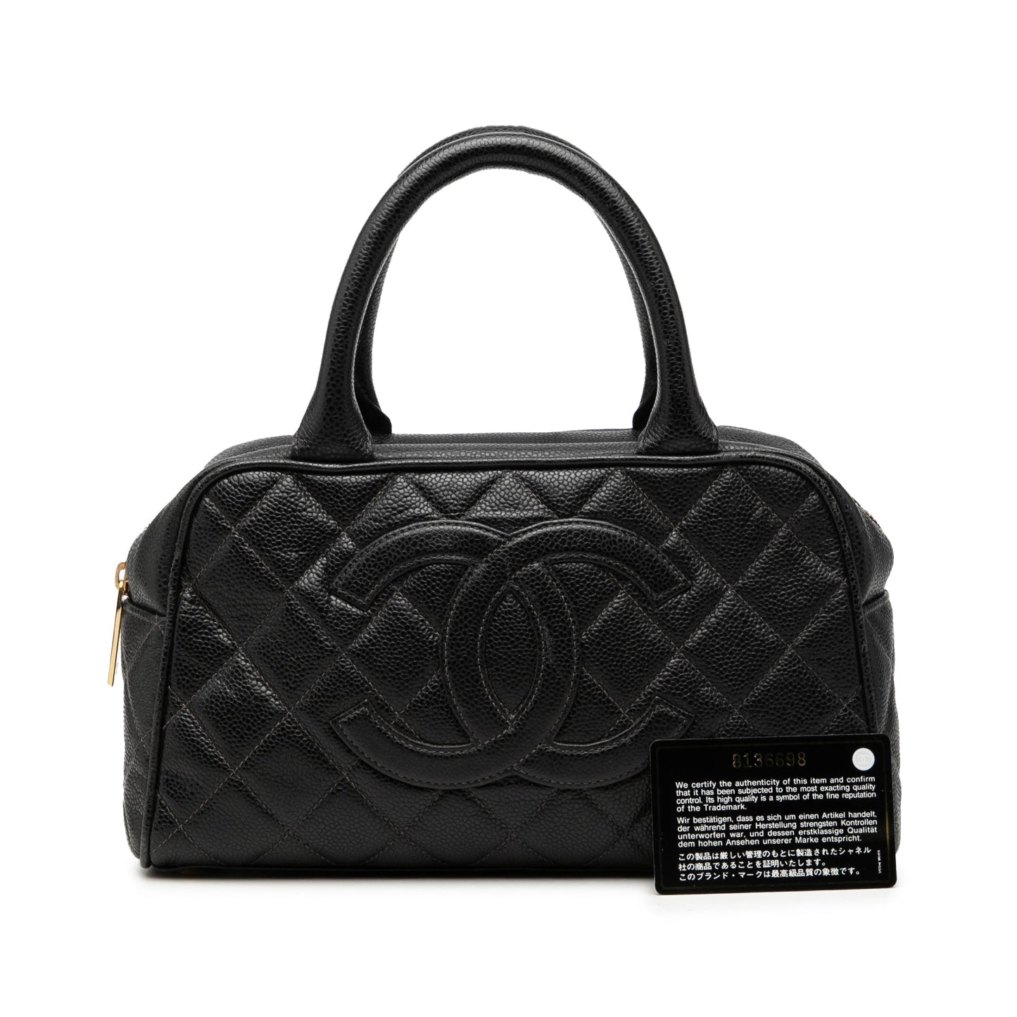Chanel CC Quilted Caviar Bowling Bag