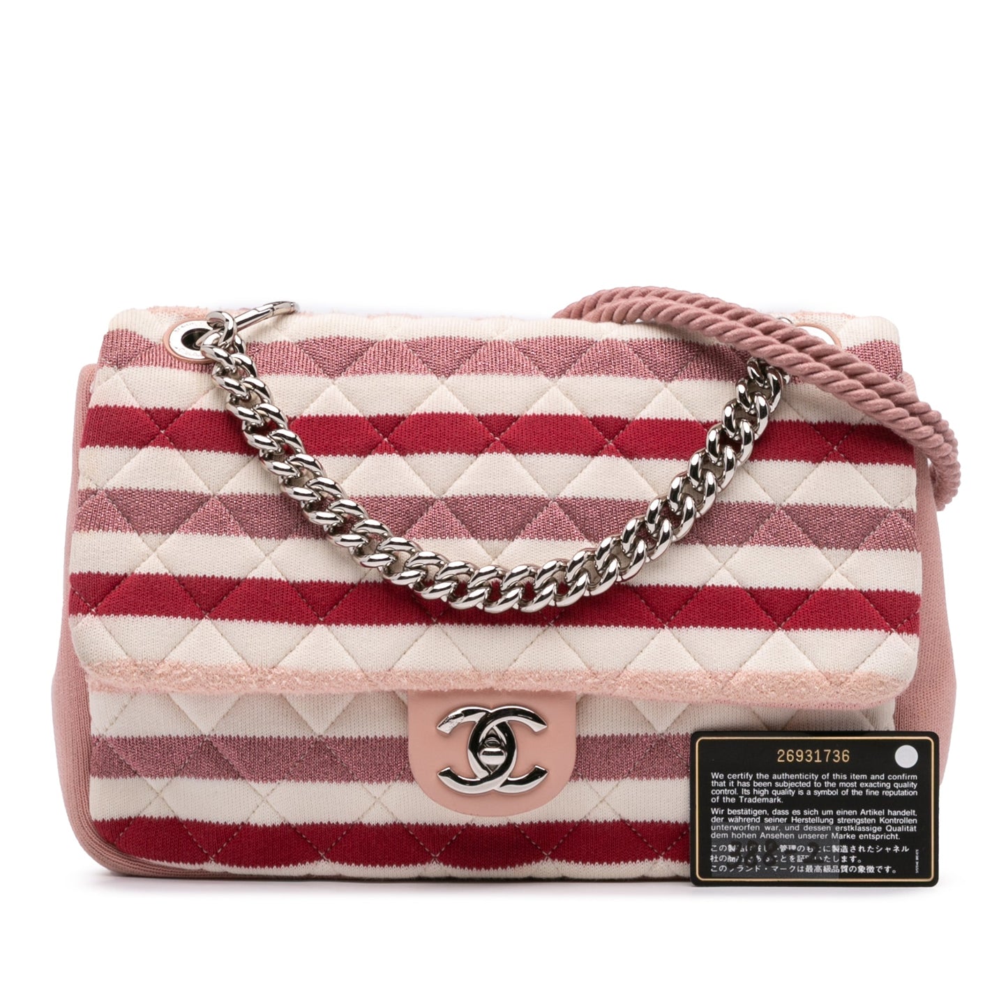 Chanel Jumbo Stripe Jersey Felt and Rope Flap
