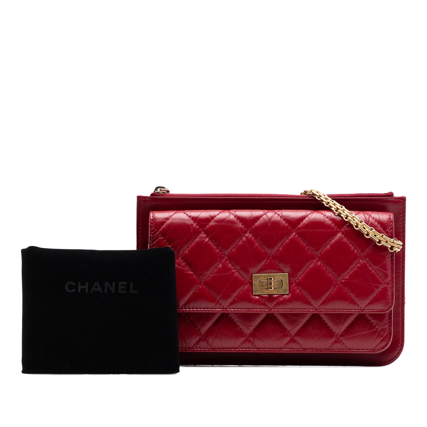 Chanel Quilted Aged Calfskin Reissue 2.55 Wallet on Chain