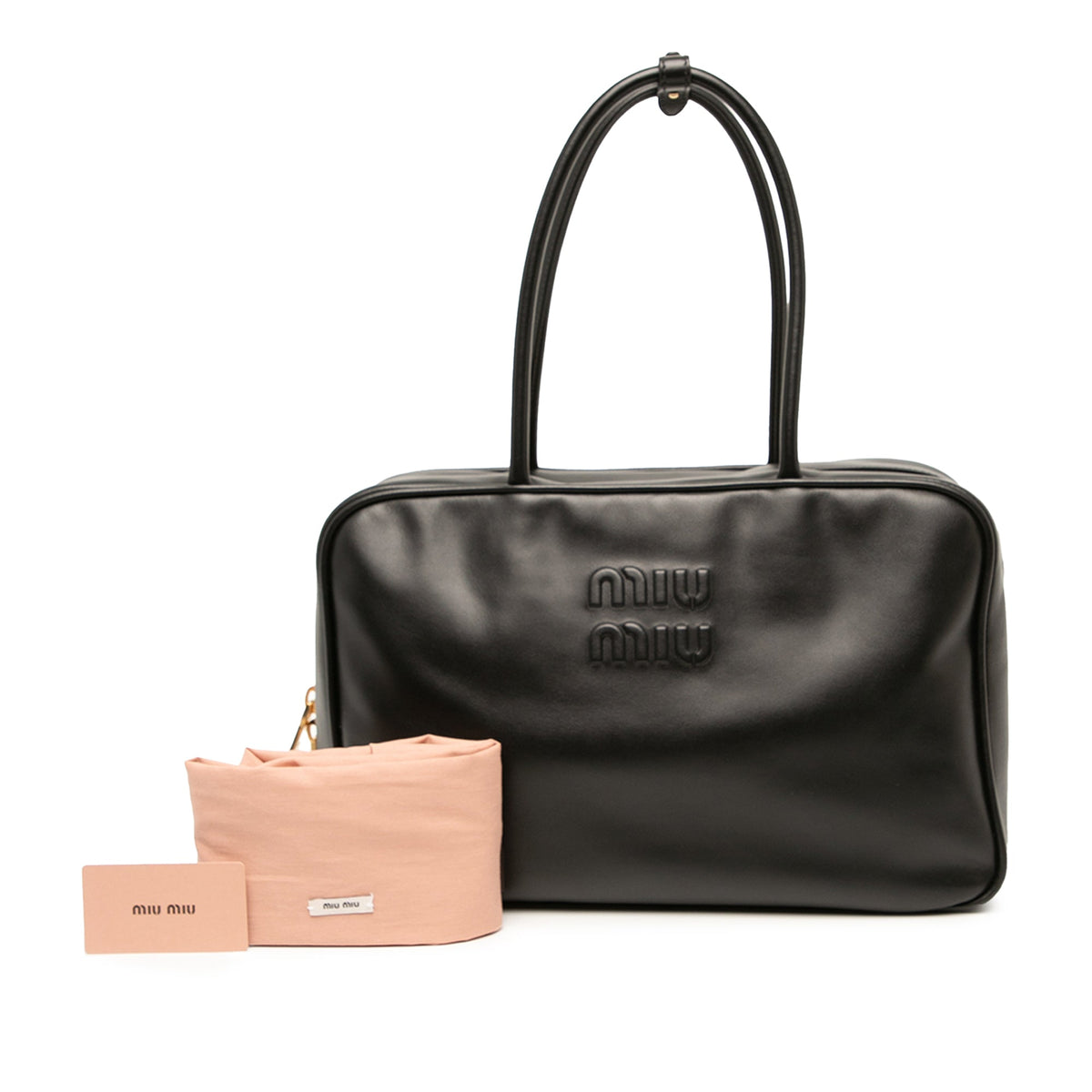 Miu Miu Large Soft Calf Softy Beau Top Handle Bag — Black
