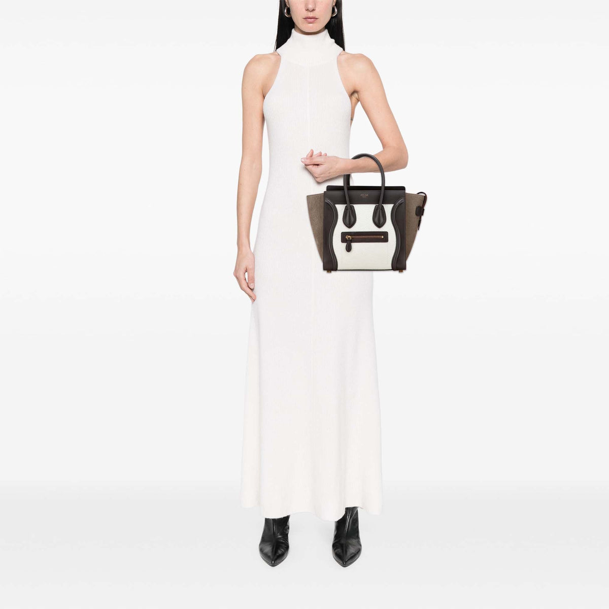 Celine Micro Tricolor Nubuck and Calfskin Luggage Tote