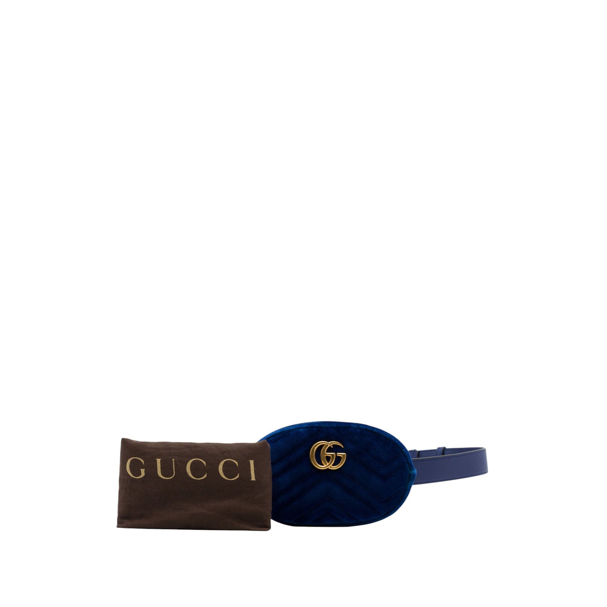 Gucci GG Marmont Matelasse Velvet Belt Bag — Blue