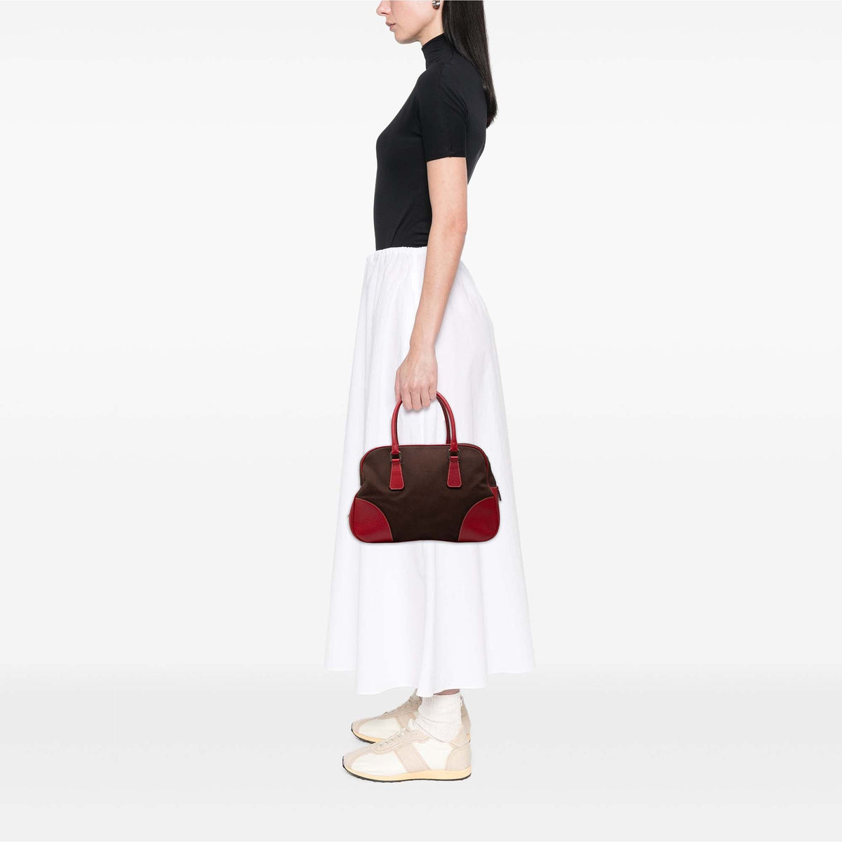 Prada Cinghiale Trimmed Canvas Canapa Bauletto Bag