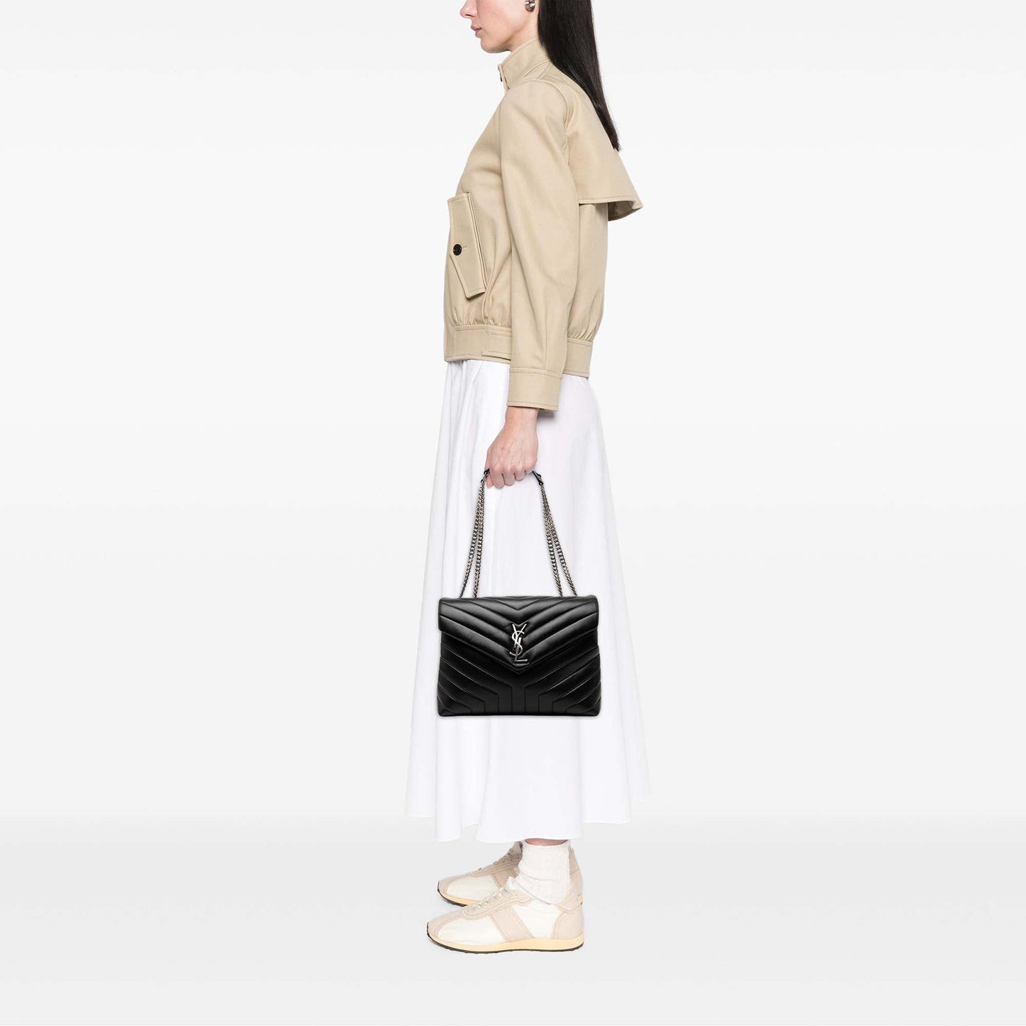 Saint Laurent Medium Matelasse Calfskin Monogram LouLou Shoulder Bag