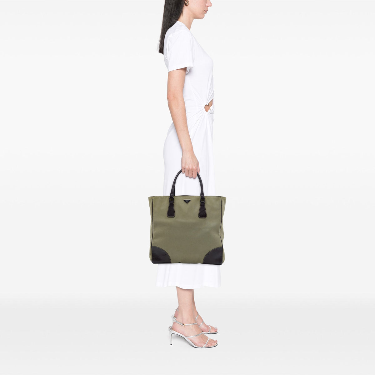 Prada Cinghiale Trimmed Canvas Canapa Tote — Brown