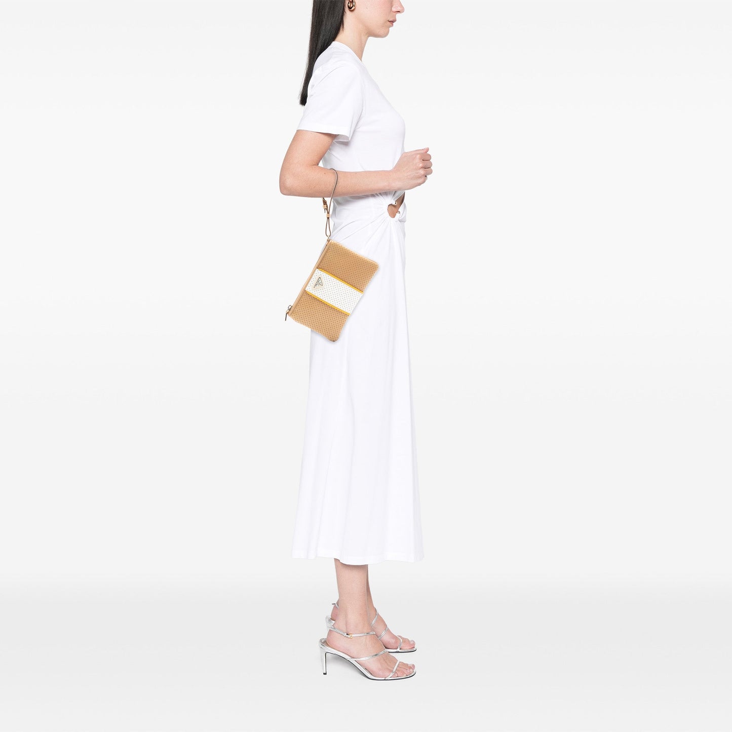 Prada Perforated Saffiano Wristlet Clutch