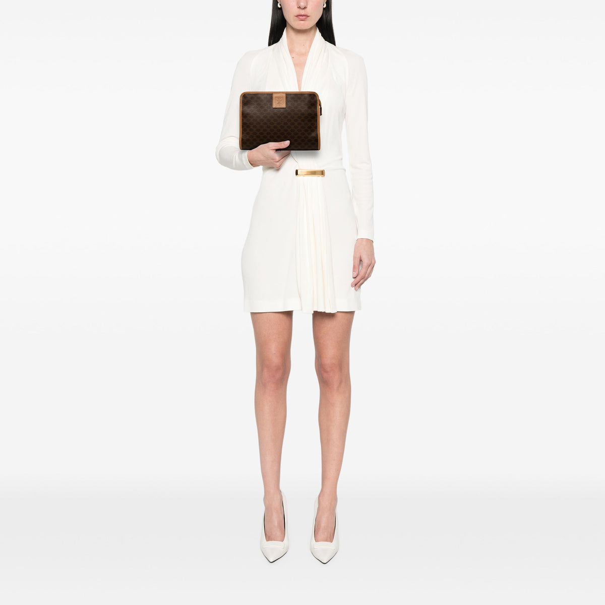Celine Macadam Coated Canvas Clutch