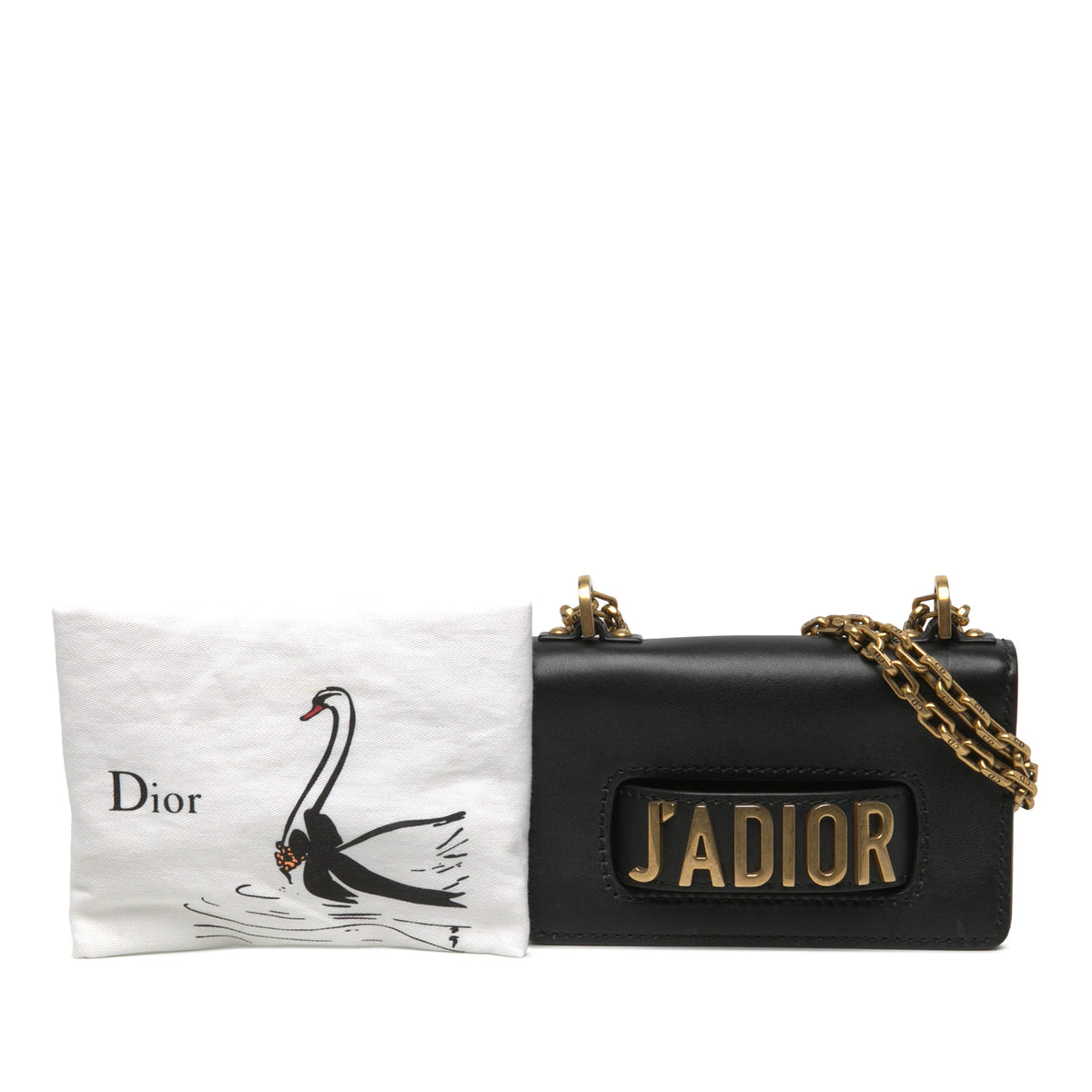 Dior Mini Calfskin J Adior Chain Flap — Black