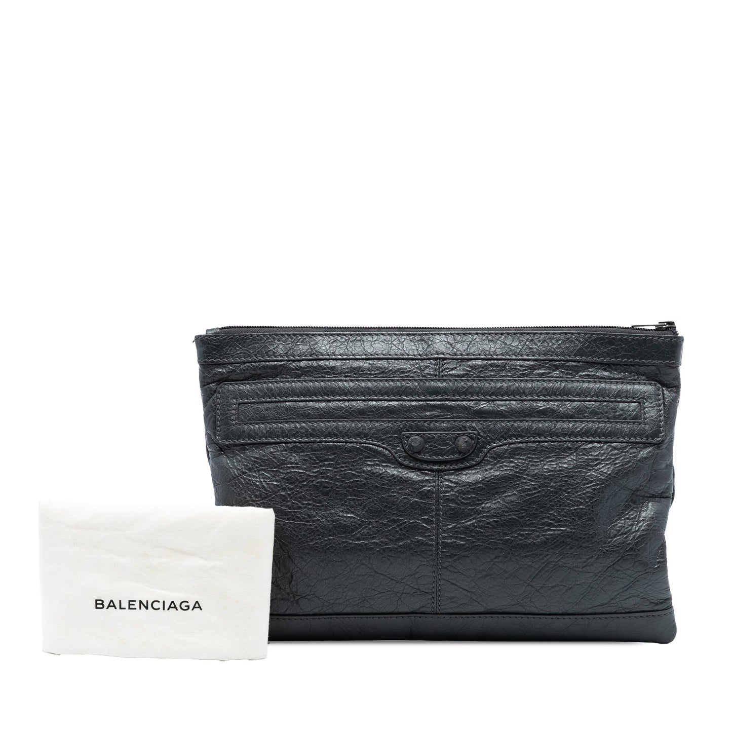 Balenciaga Lambskin Motocross Classic Clip Clutch