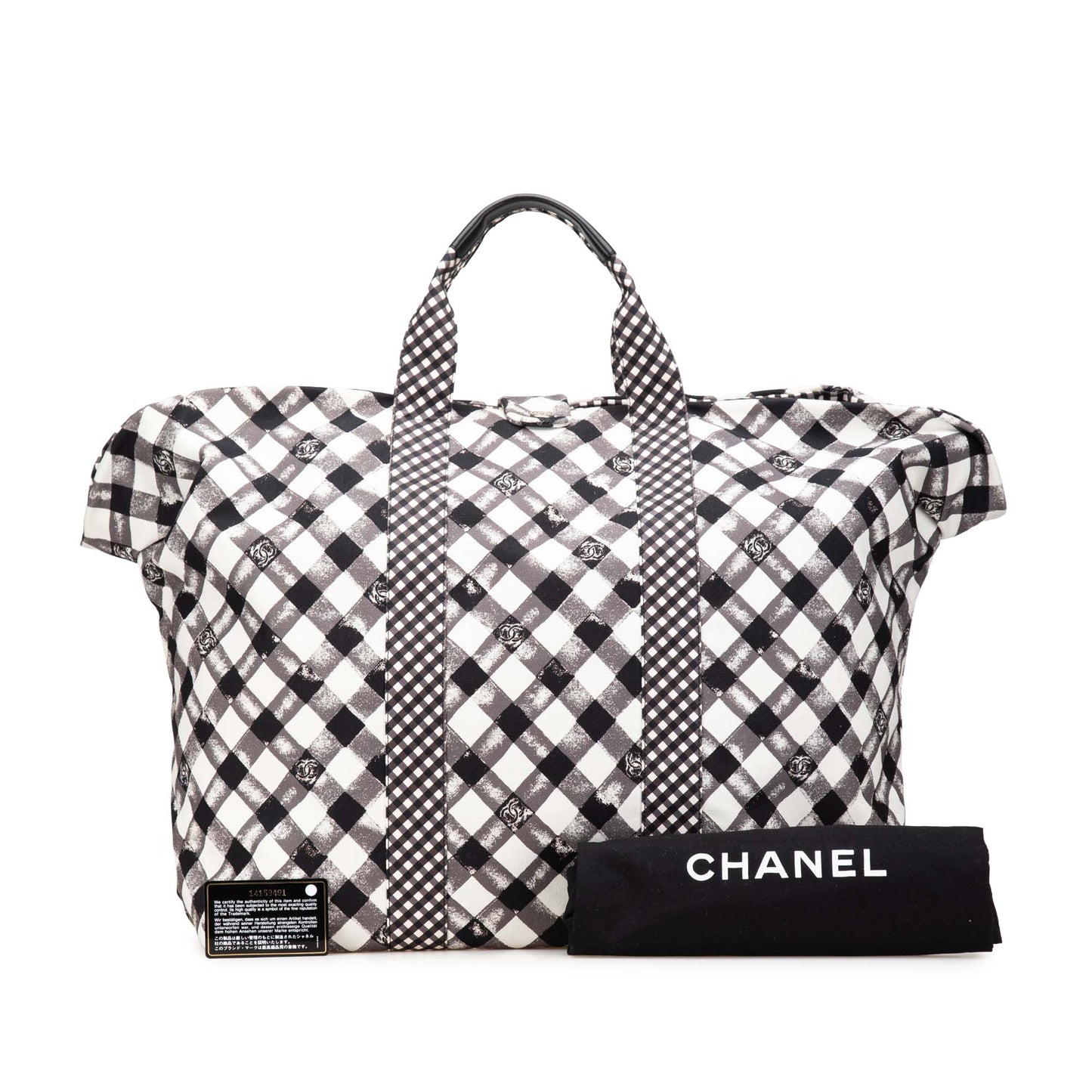 Chanel Printed Canvas Gingham Weekender Tote