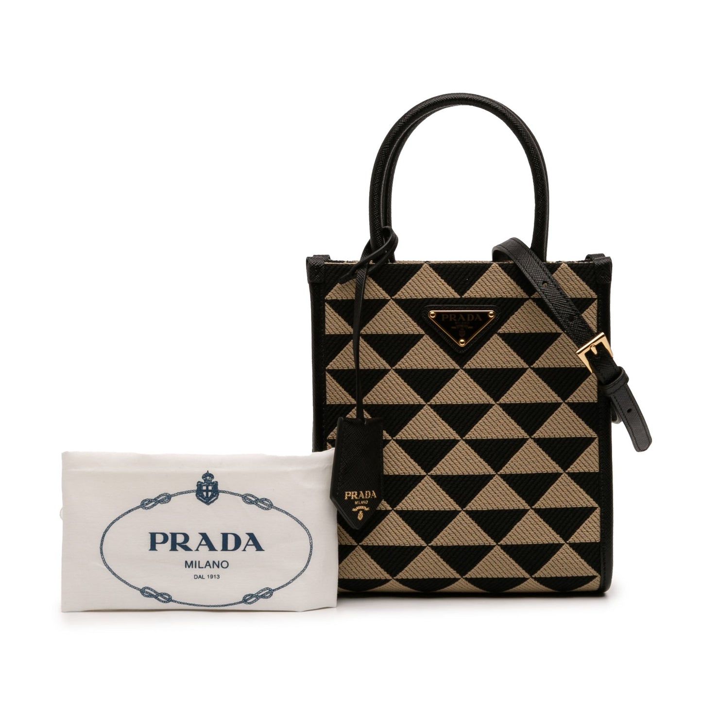 Prada Mini Embroidered Jacquard Symbole Triangolo Satchel