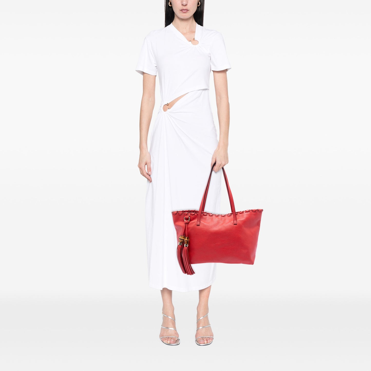 Gucci Leather Bamboo Tassel Tote