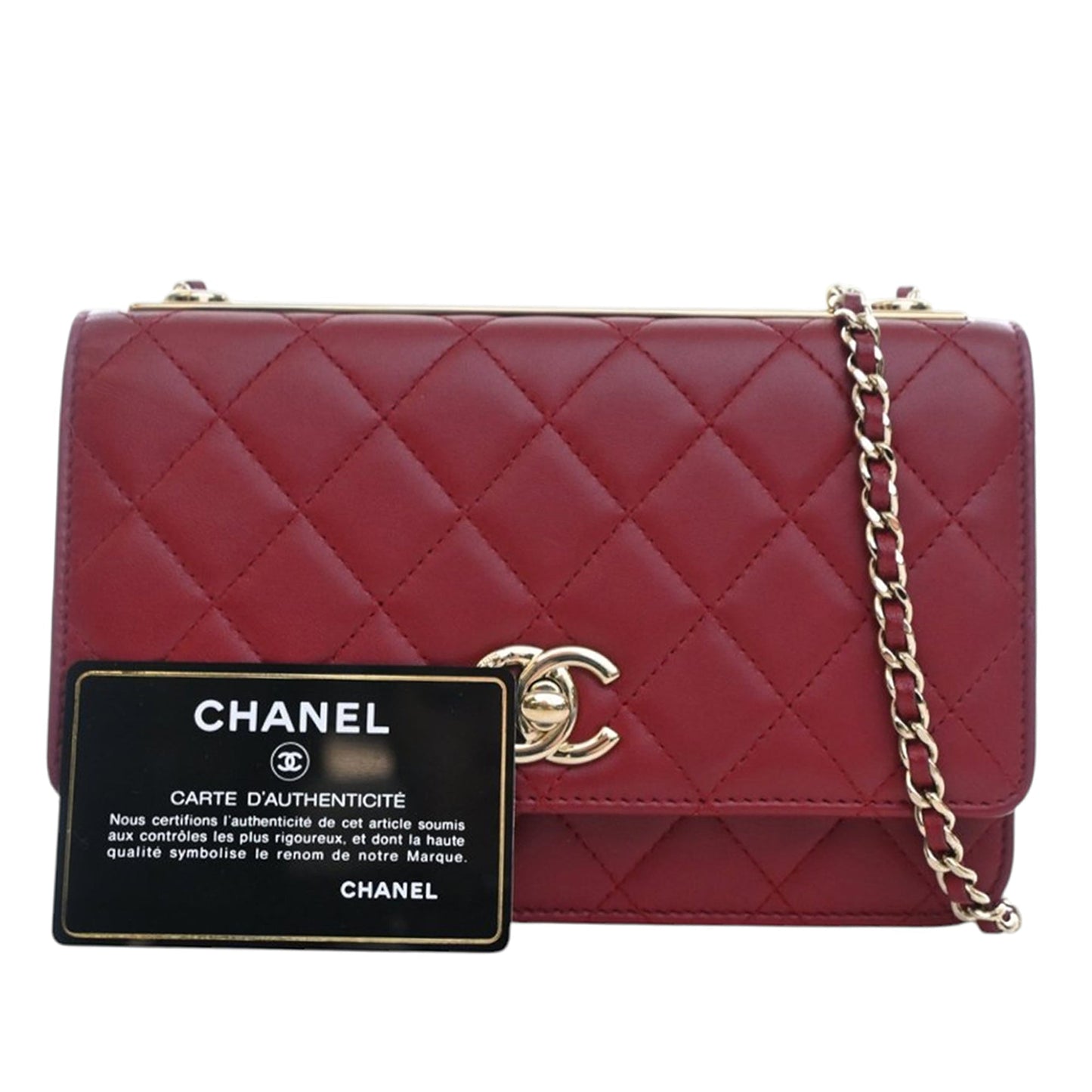 Quilted Lambskin Trendy CC Wallet On Chain