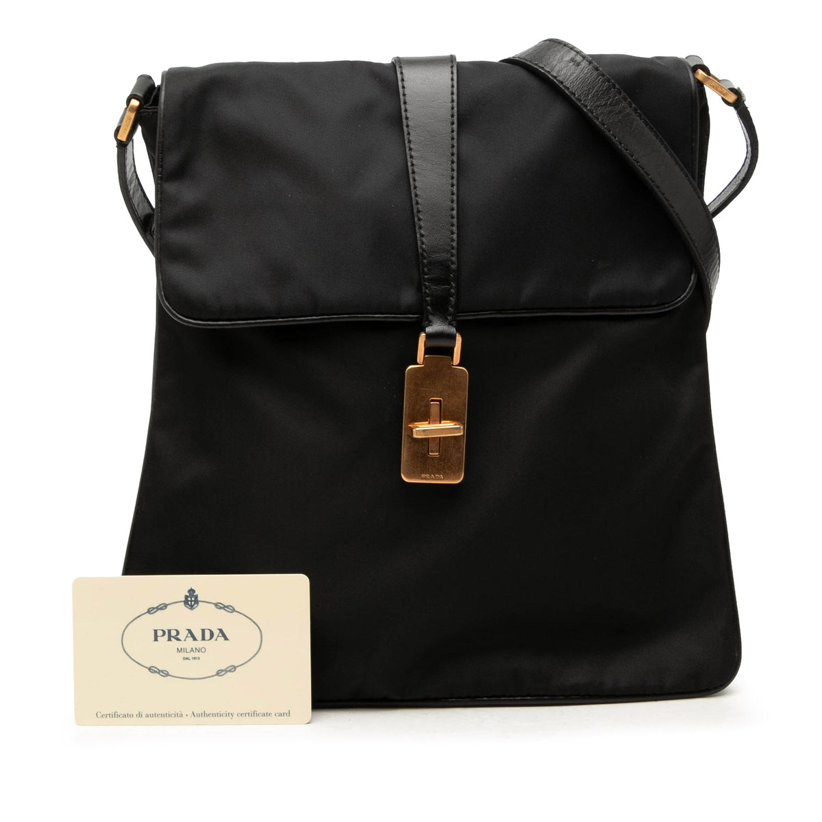 Prada Vitello Trimmed Tessuto Messenger Bag