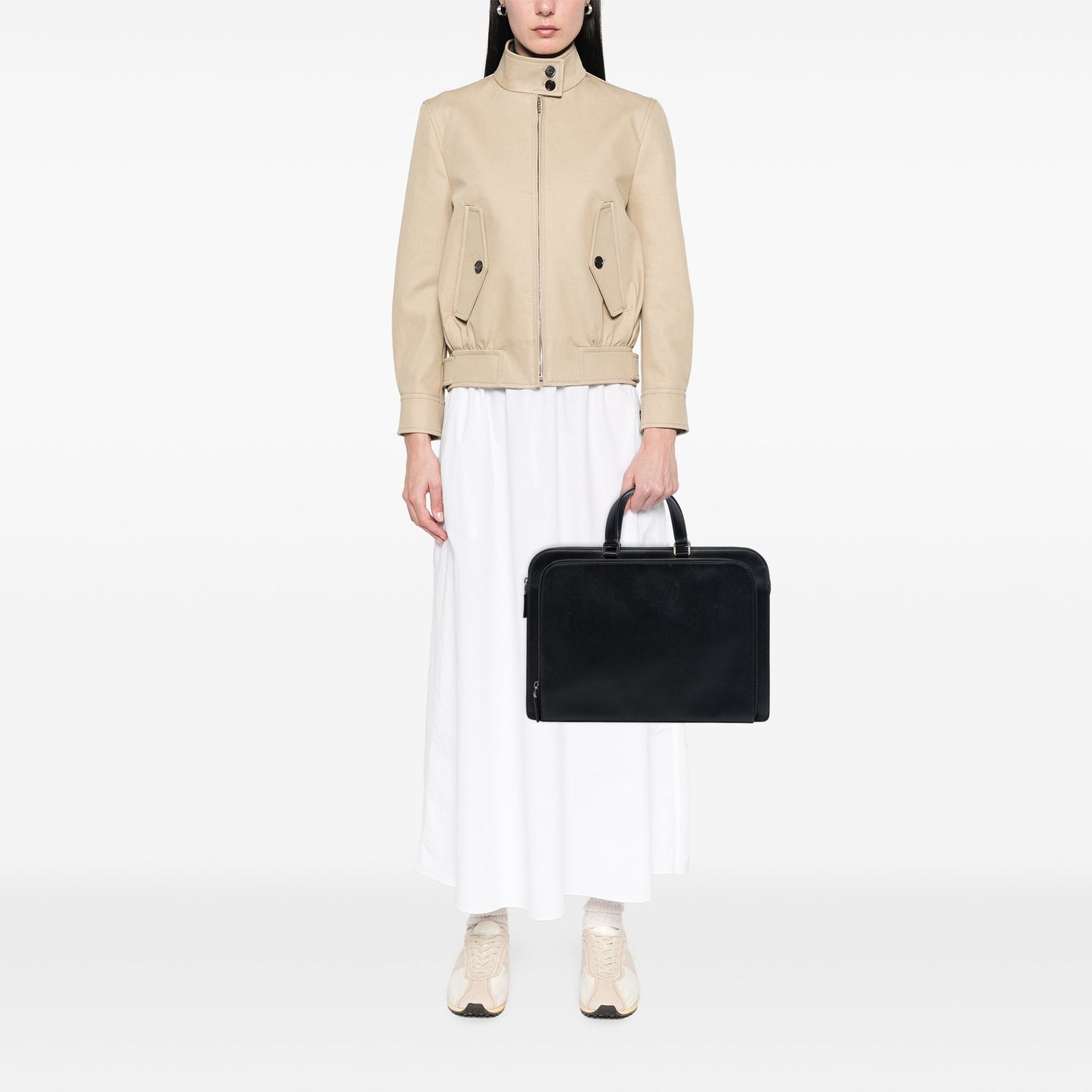 Prada Saffiano Cuir Travel Front Zip Pocket Briefcase