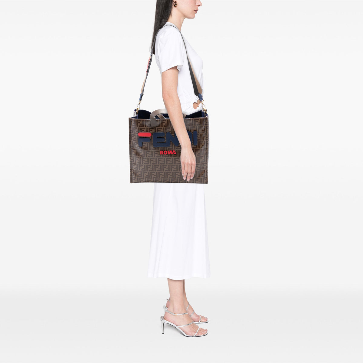 Fendi FILA Glazed Fabric FF 1974 Mania Shopping Tote