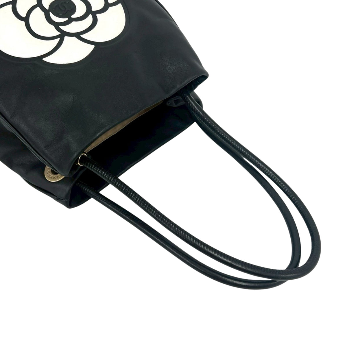 Chanel Lambskin Embossed Camellia Logo Tote