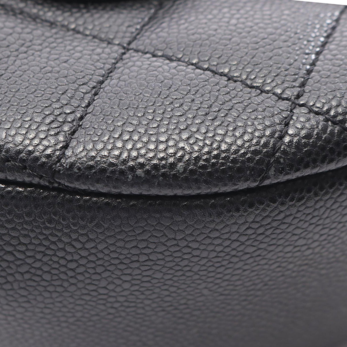 Chanel CC Quilted Caviar Round Vanity Case