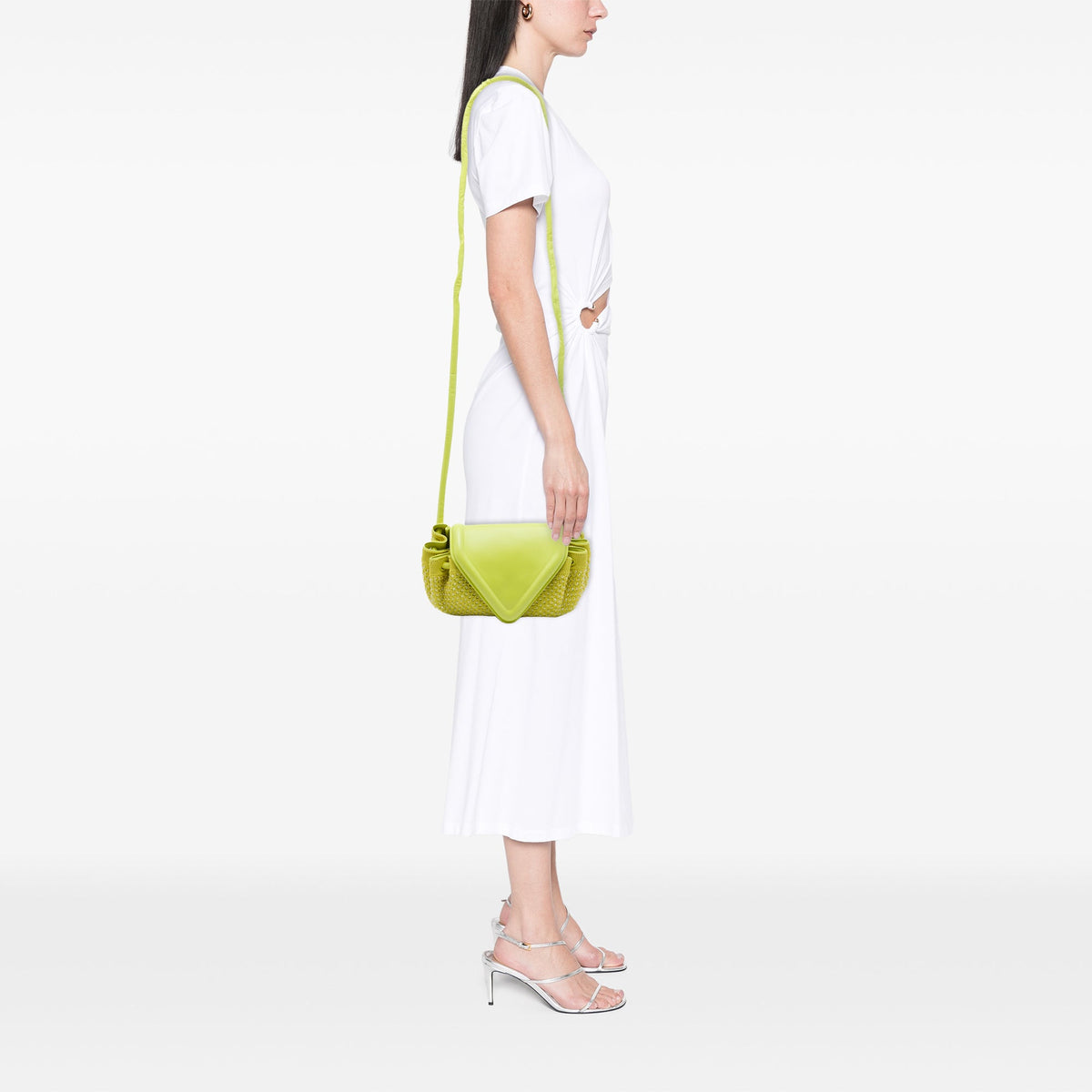 Bottega Veneta Small Beaded Crochet Knit and Leather Beak Crossbody