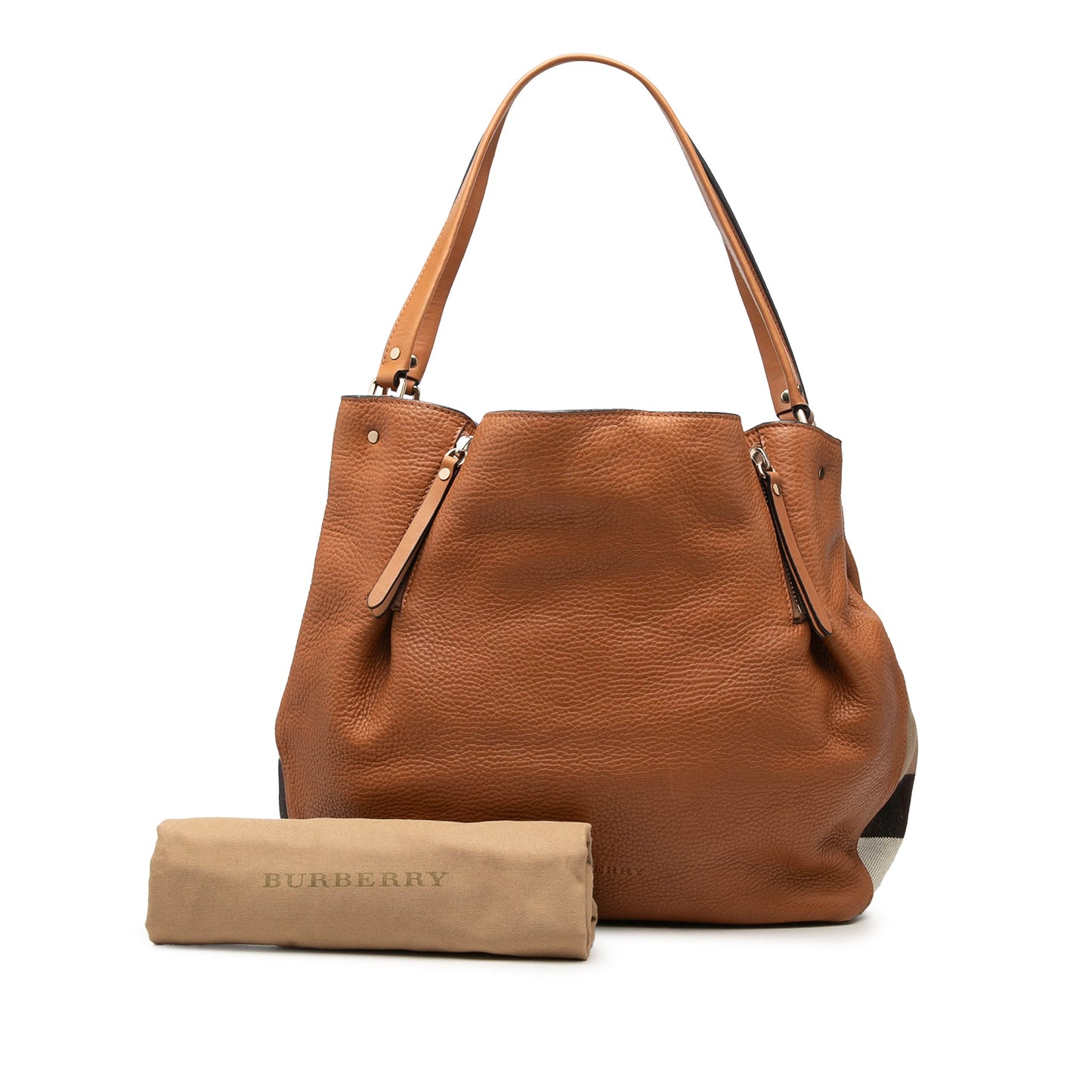Burberry Medium Leather and House Check Canvas Maidstone Satchel