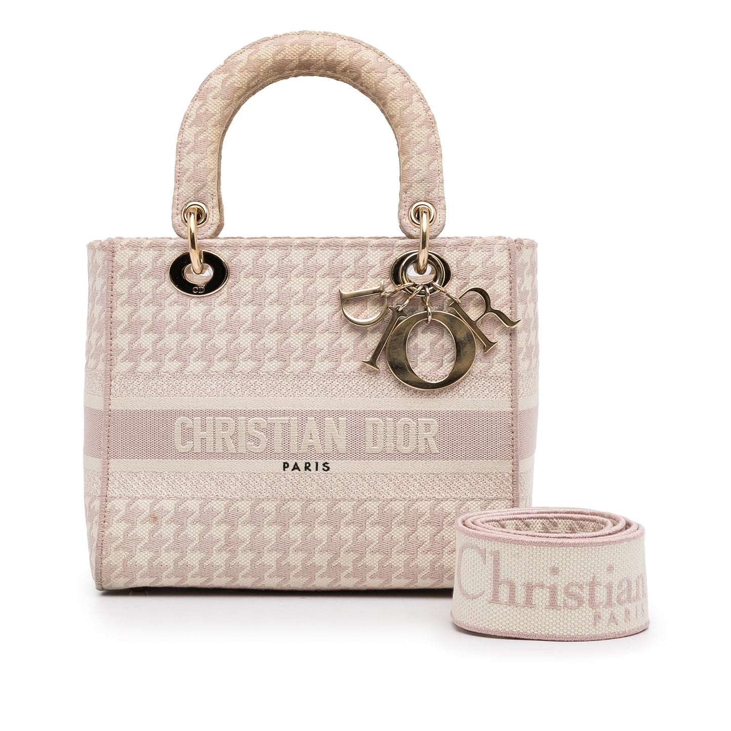 Dior Medium Embroidered Canvas Houndstooth Lady D Lite