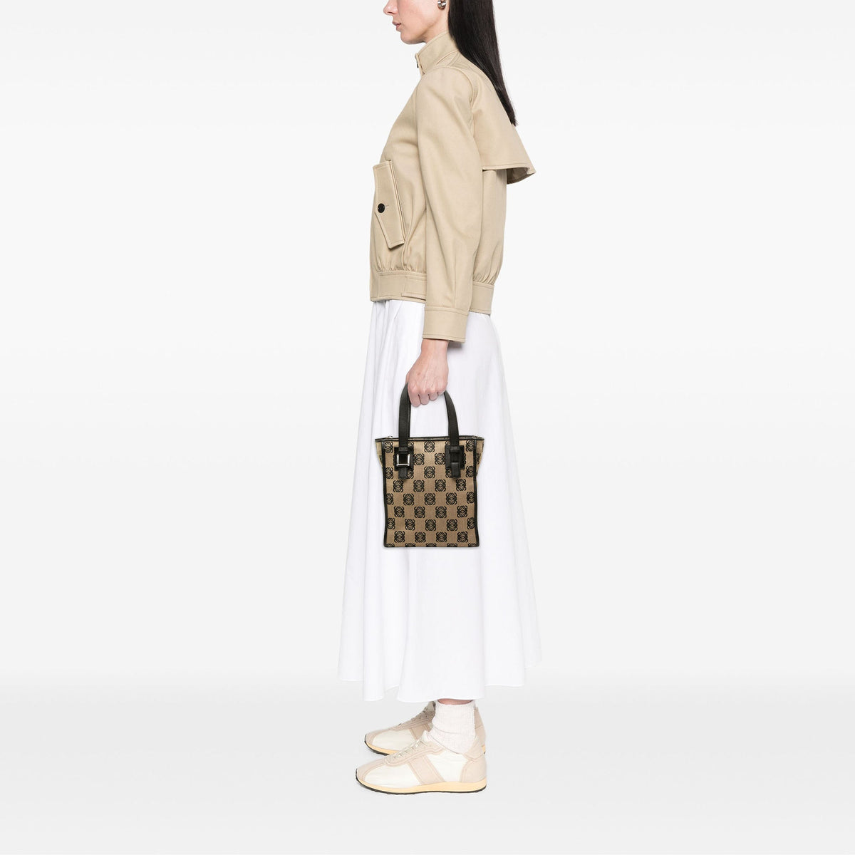 LOEWE Anagram Canvas Handbag — Beige