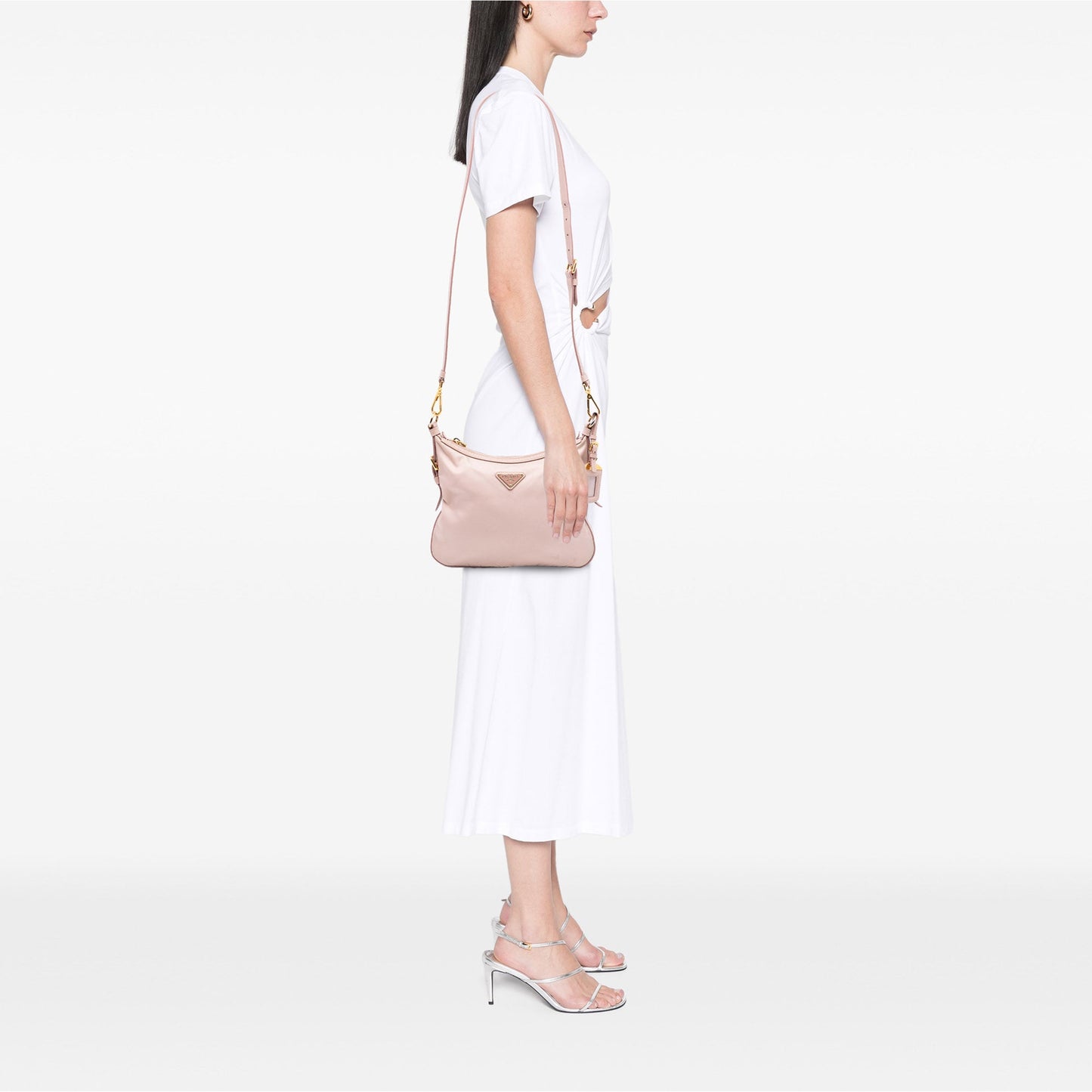 Prada Saffiano Trimmed Tessuto Zip Top Crossbody